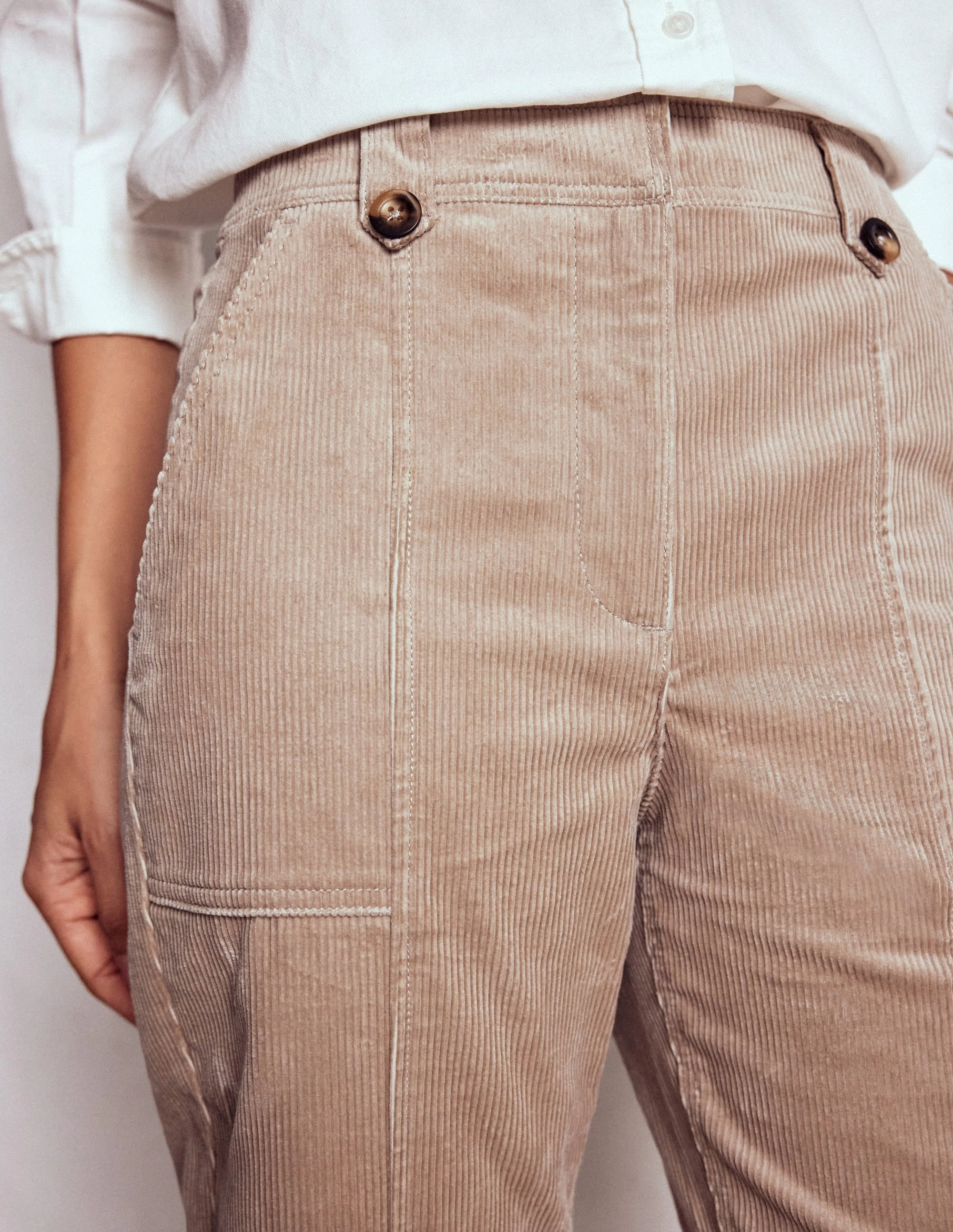Pimlico Cord Trousers-Nutmeg Layer-Friendly Fit Blackout fabric