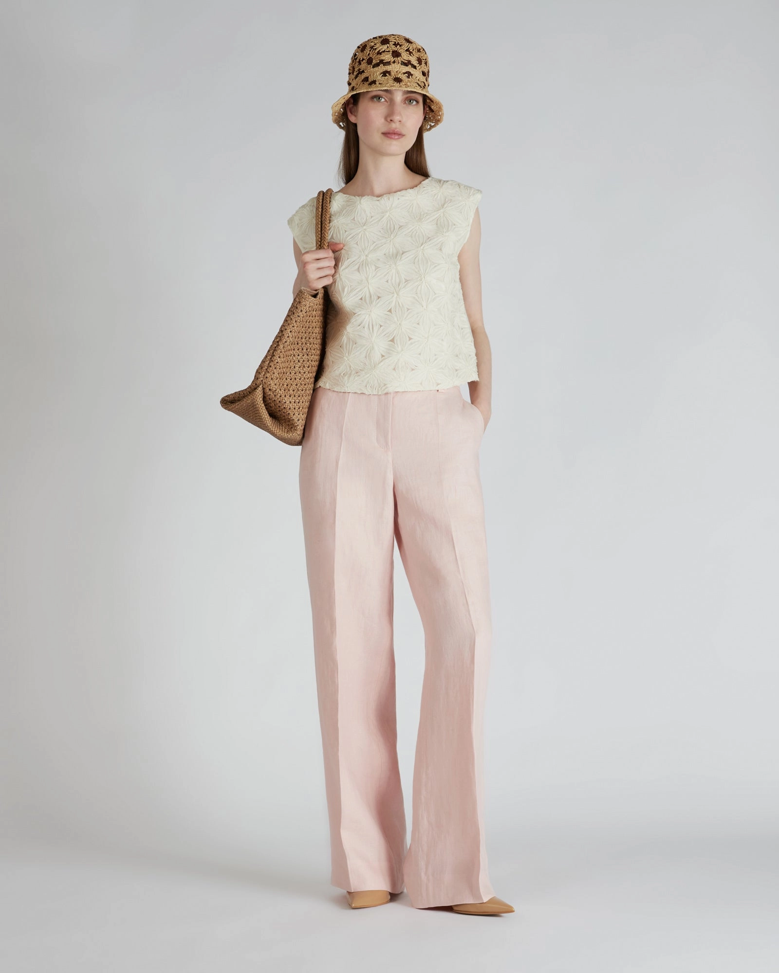 Bi Stretch Fabric Regular fit linen trousers