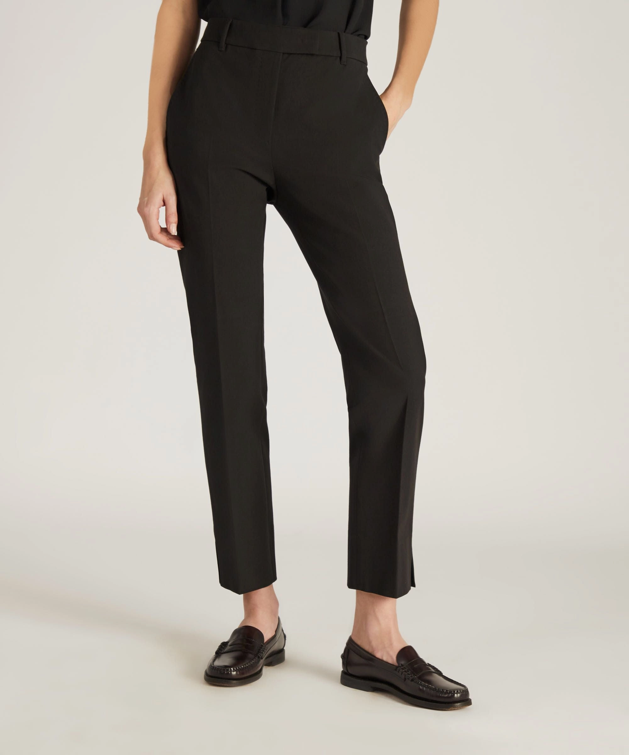 Slim fit trousers in two-way stretch cotton gabardine Erasable Logo Patch Smart Layer