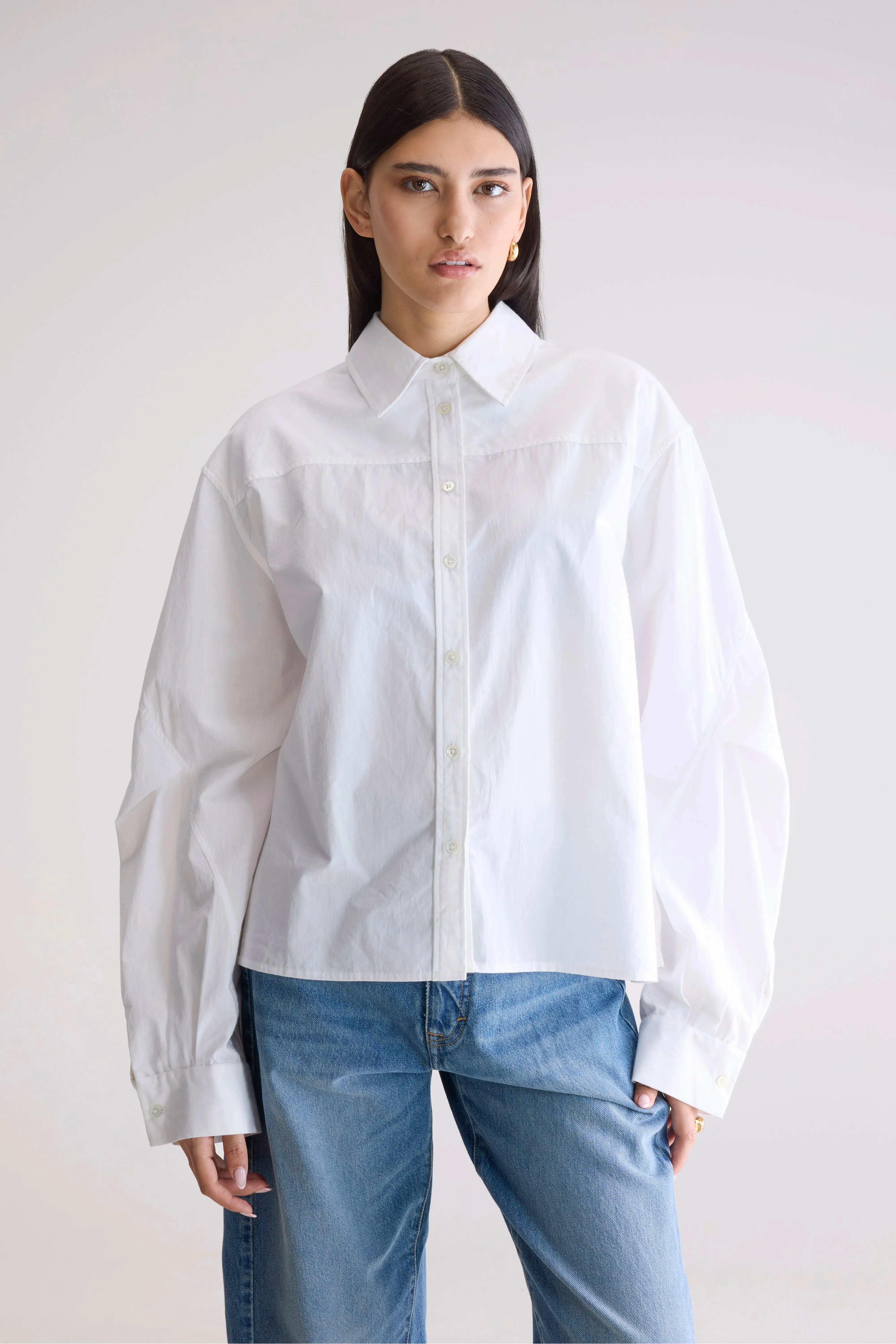 Kenza relaxed poplin shirt (252 / W / WHITE) networking event Multipocket Style