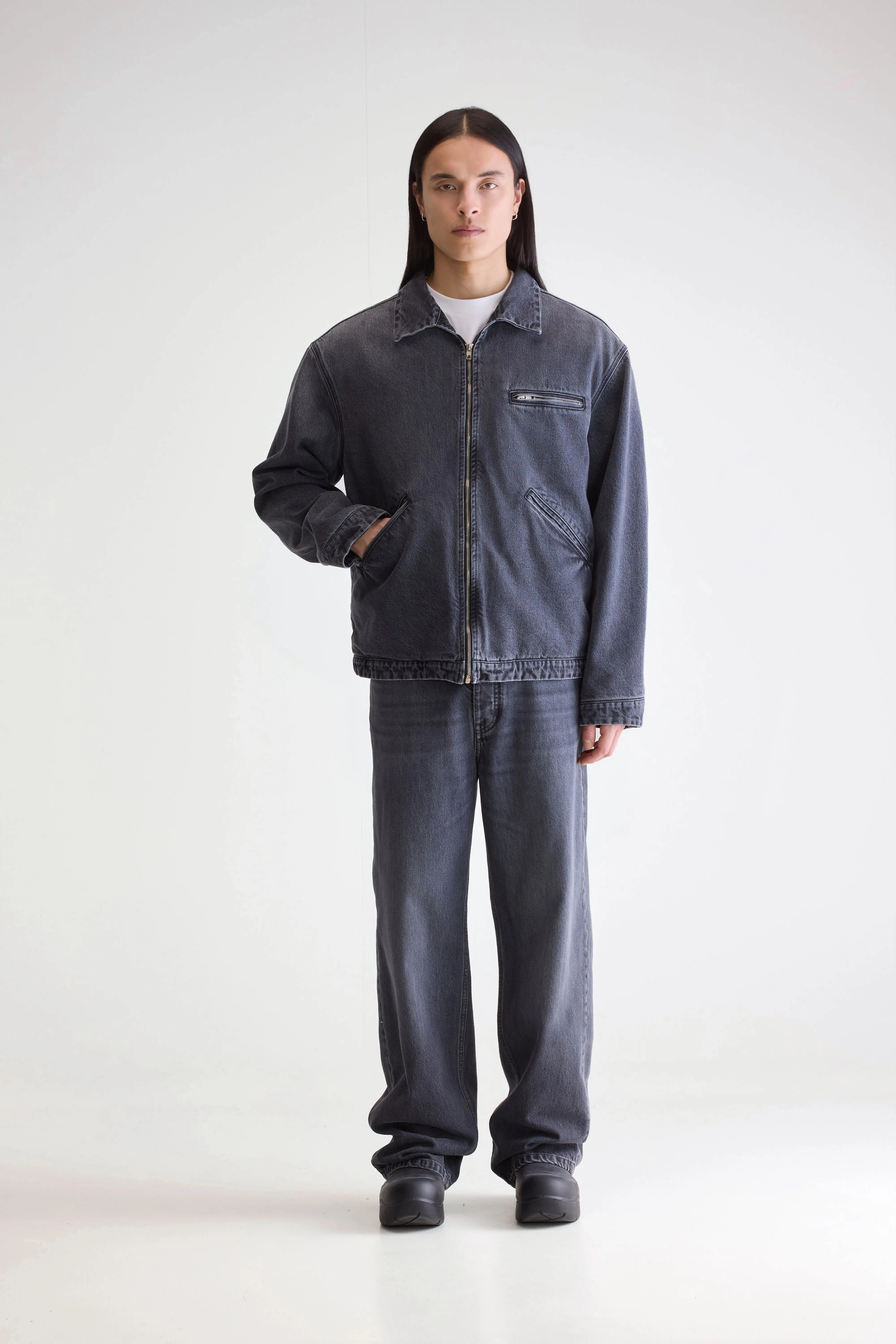 Jimbo denim jacket (252 / M / VINTAGE BLACK) Leather Bits