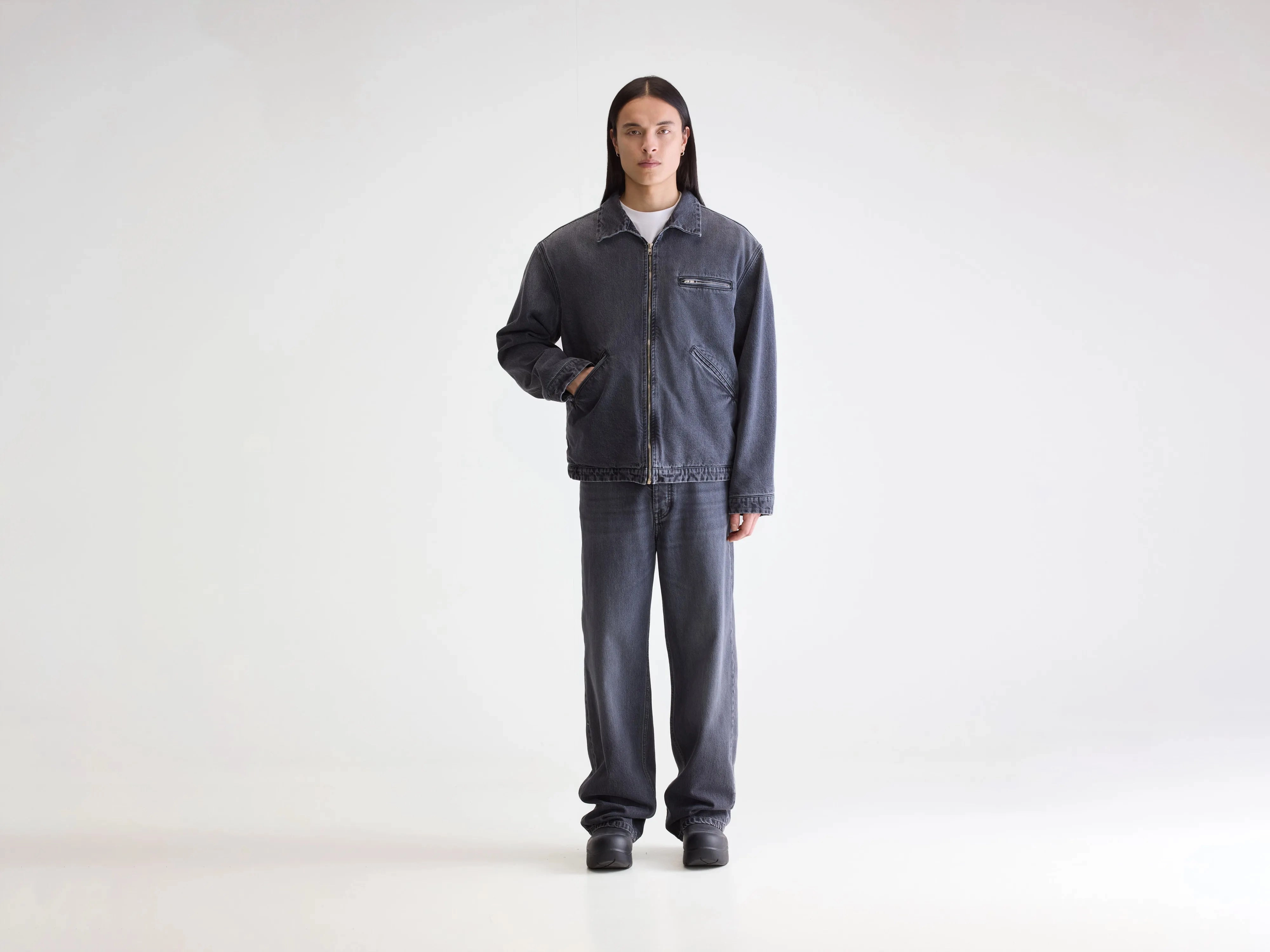 Jimbo denim jacket (252 / M / VINTAGE BLACK) Hidden Pocket System