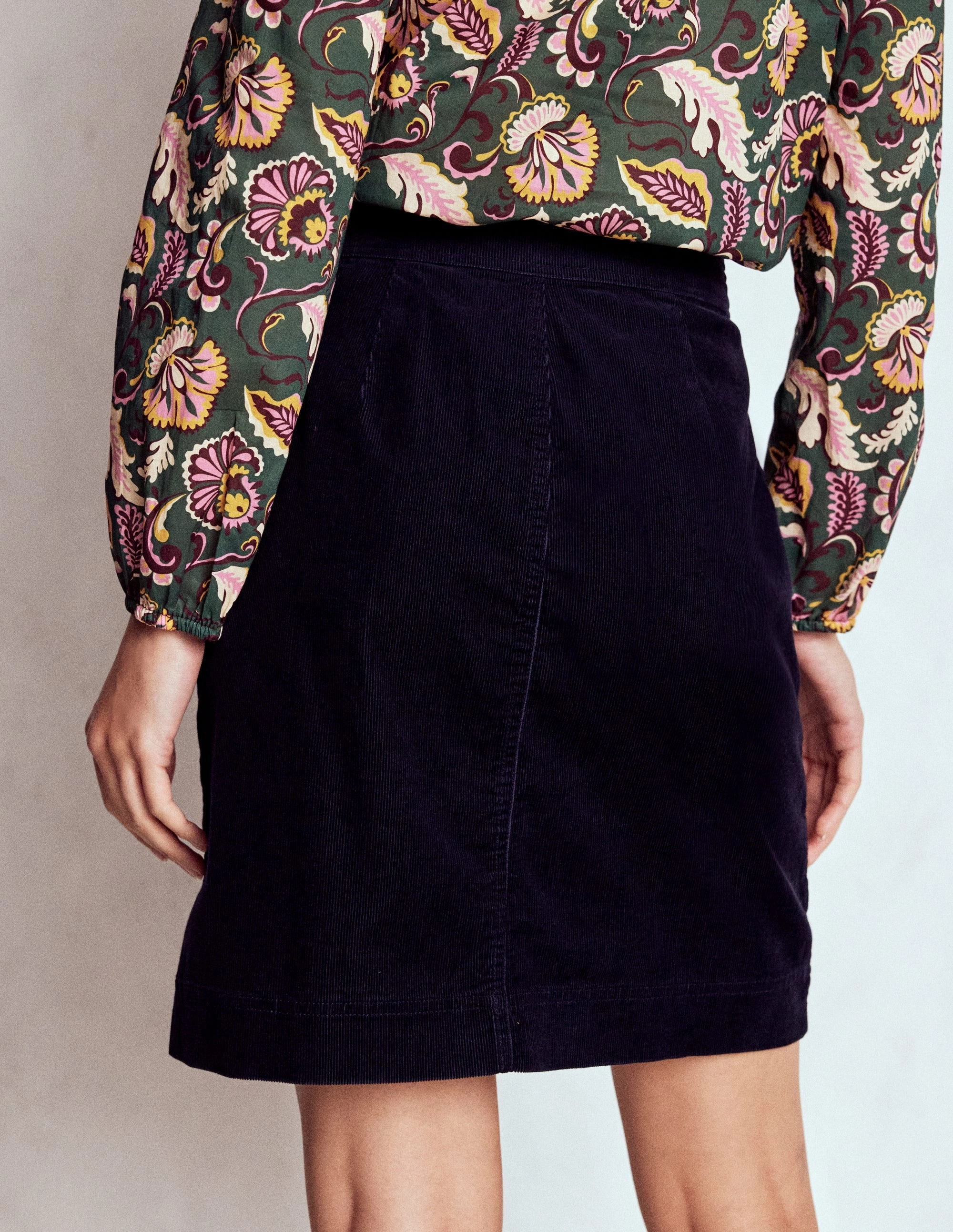 Cecelia Cord Skirt-Navy Crossback Strap Silicone Grip Trim
