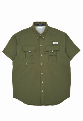 Brushed Inner Lining Columbia Men's PFG Bahama II Short Sleeve Shirt - Cypress