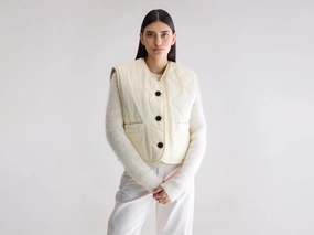 DoubleLayeredHem Eloise sleeveless jacket (252 / W / BUTTER)