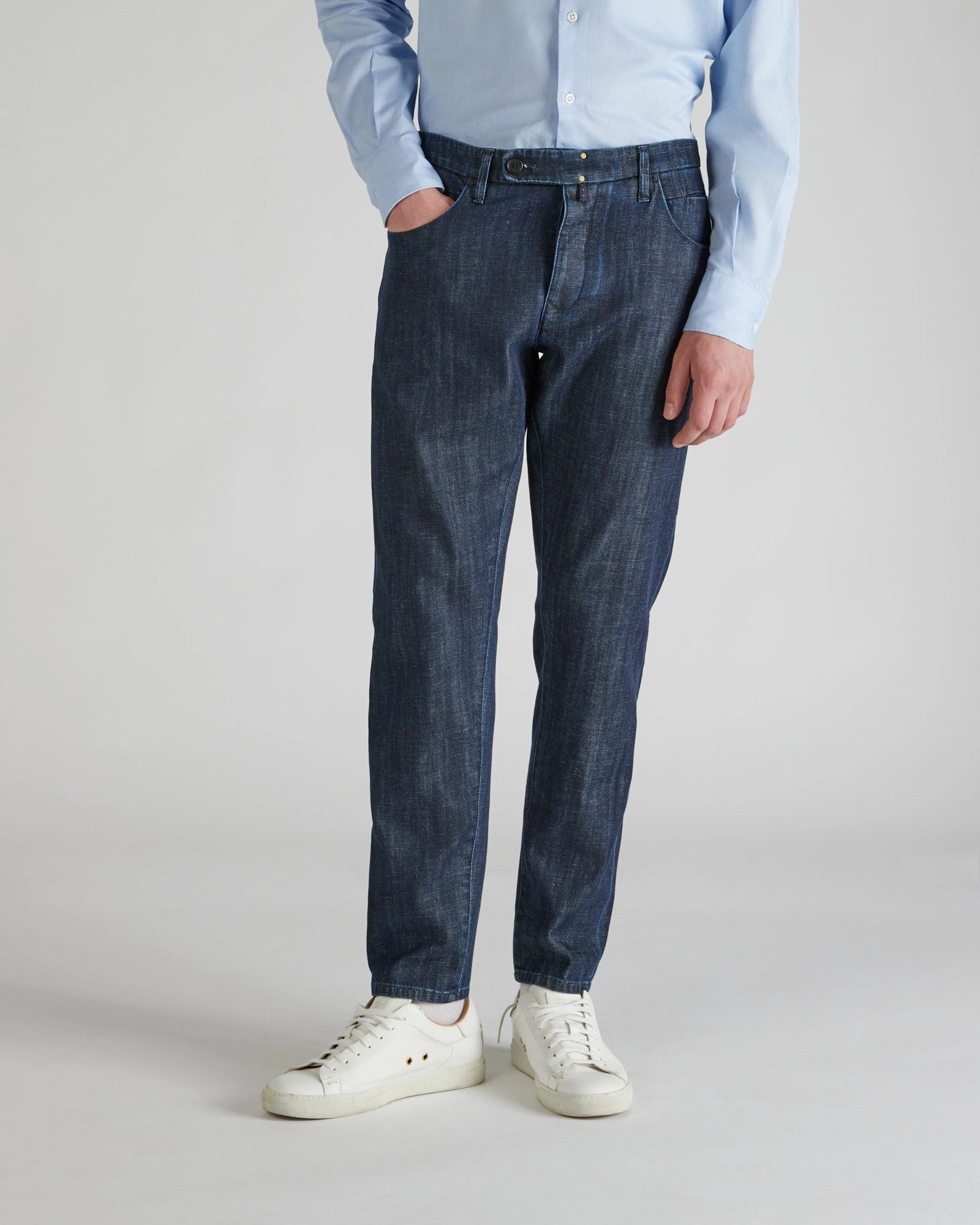 Tailored denim trousers Elastic waist Minimal Vibe