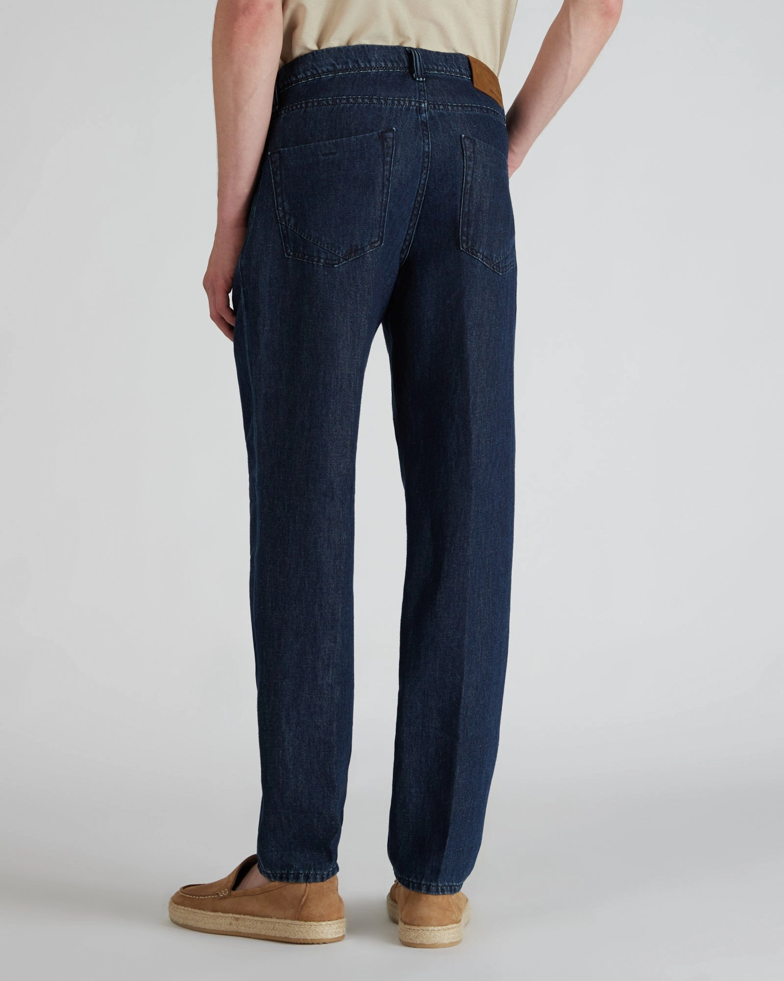 Machine washable Tapered-fit cotton and linen five-pocket trouser