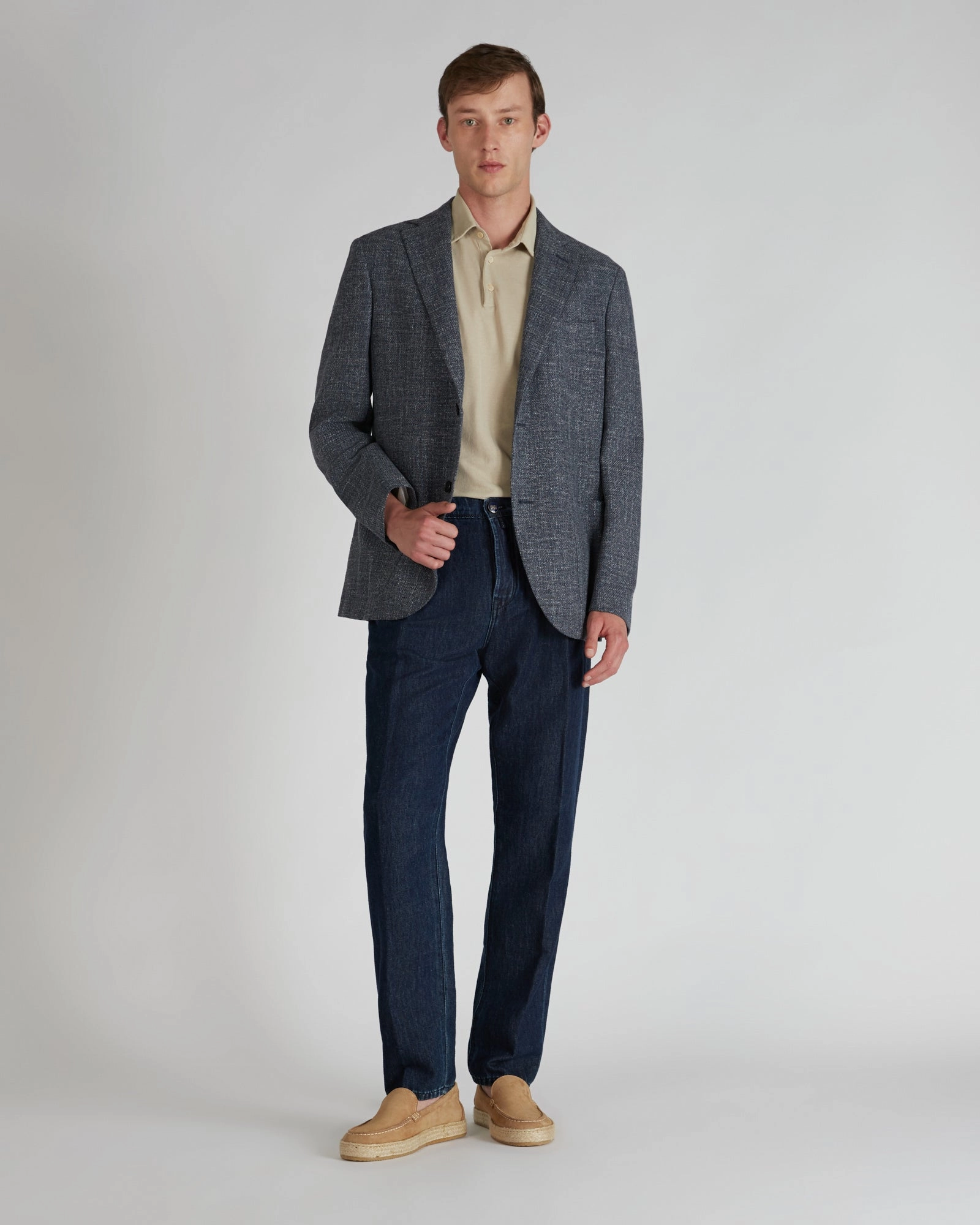 Tapered-fit cotton and linen five-pocket trouser SoftLining Multi-way wear