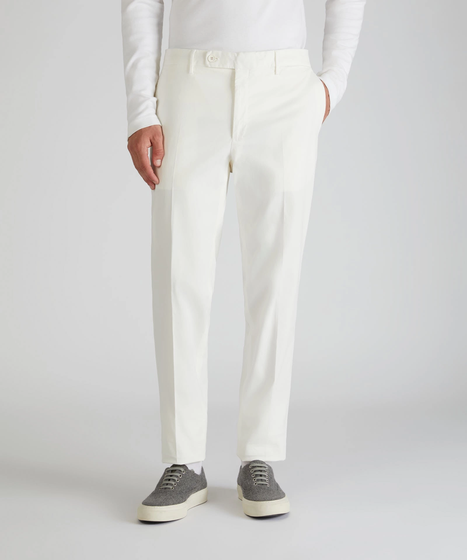 High Waist Stretch Tapered-fit cotton and lyocell trousers