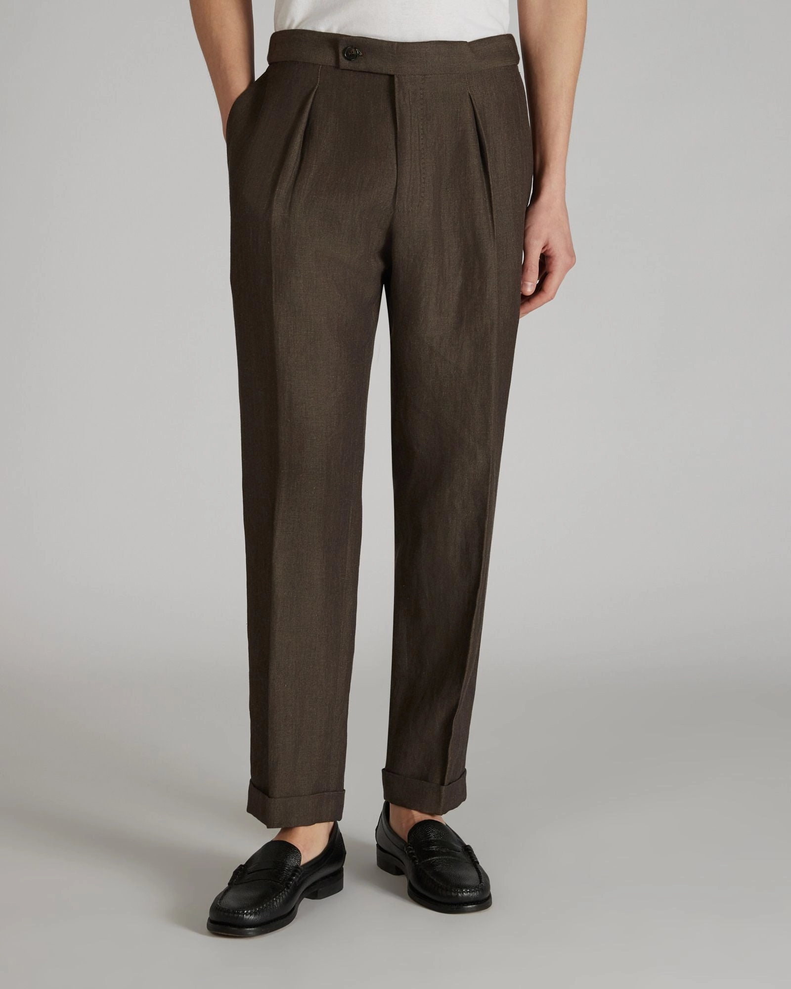 Trendy Comfort PermeableCloth Tapered-fit linen, wool and silk trousers