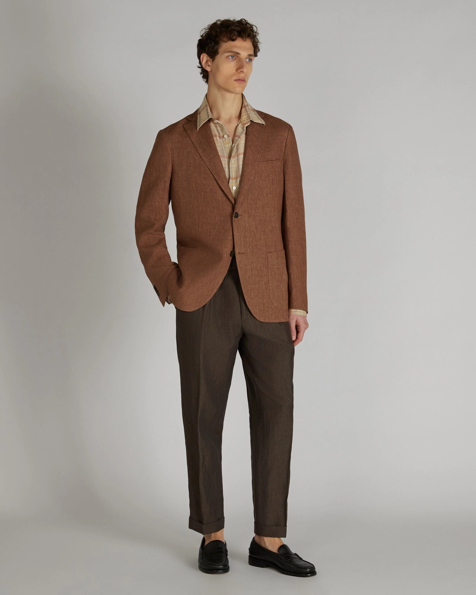 Anti Pilling Surface Tapered-fit linen, wool and silk trousers