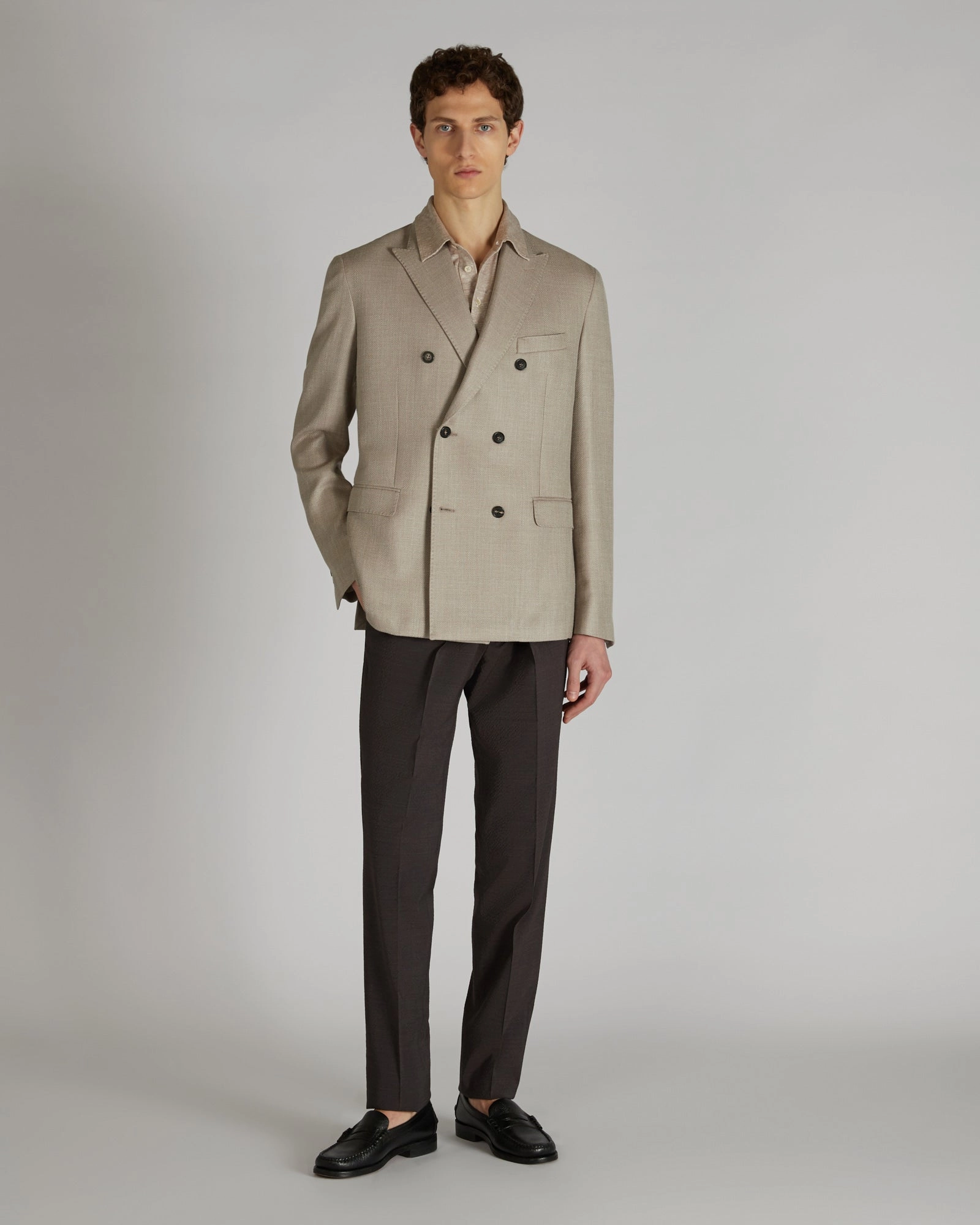 Tapered-fit wool seersucker trousers All Day Use Quick-Dry Fabric