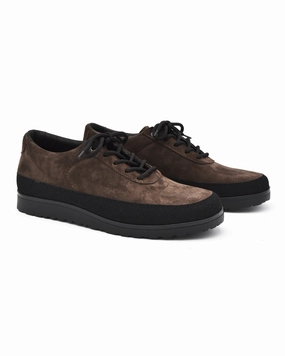 Tarvas Explorer Hiking Sneaker in Chocolate Suede Seamless Stitching Indoor Event