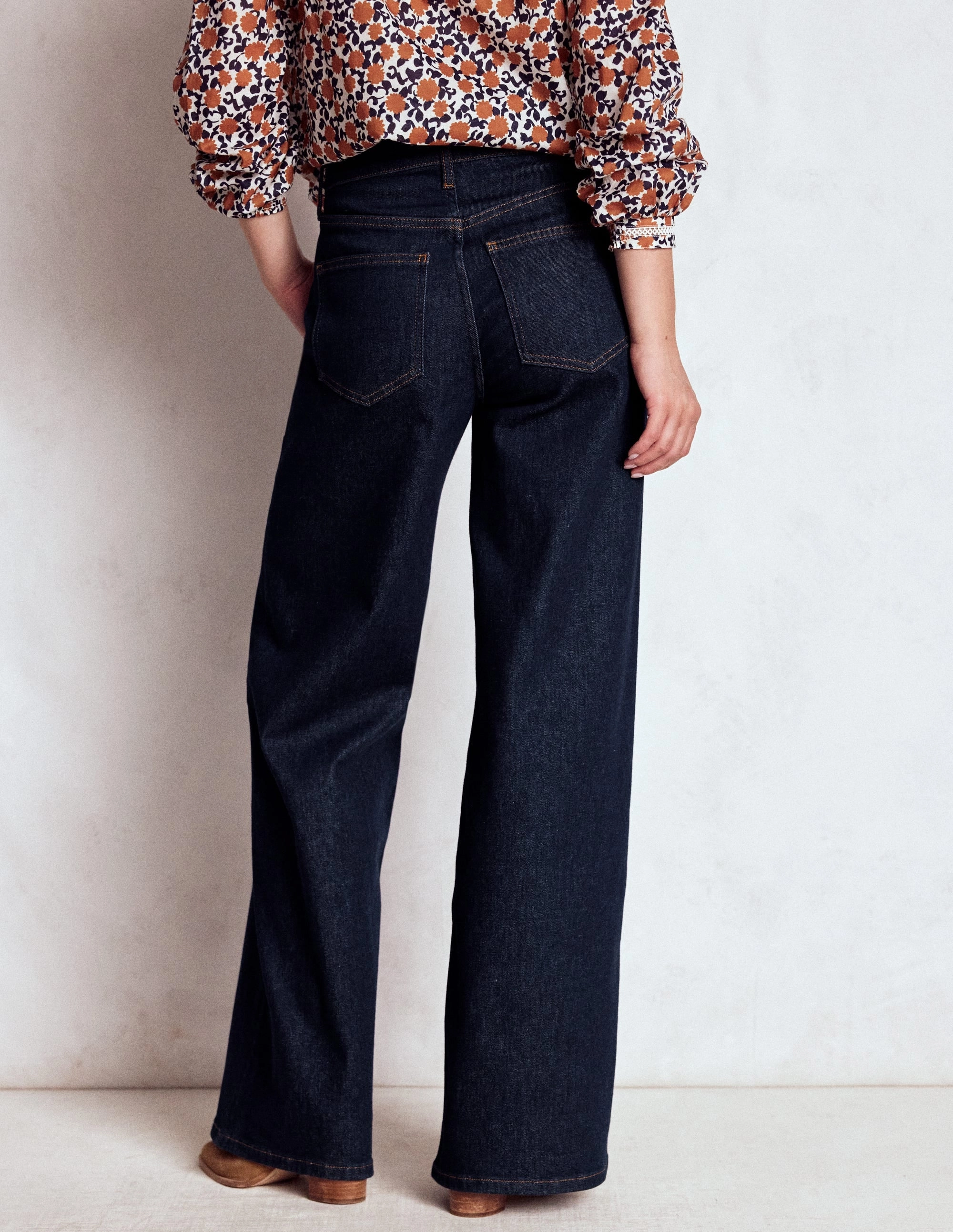 High Rise Wide Leg Jeans-Indigo Rinse Flexible Motion QuickReleaseClosures