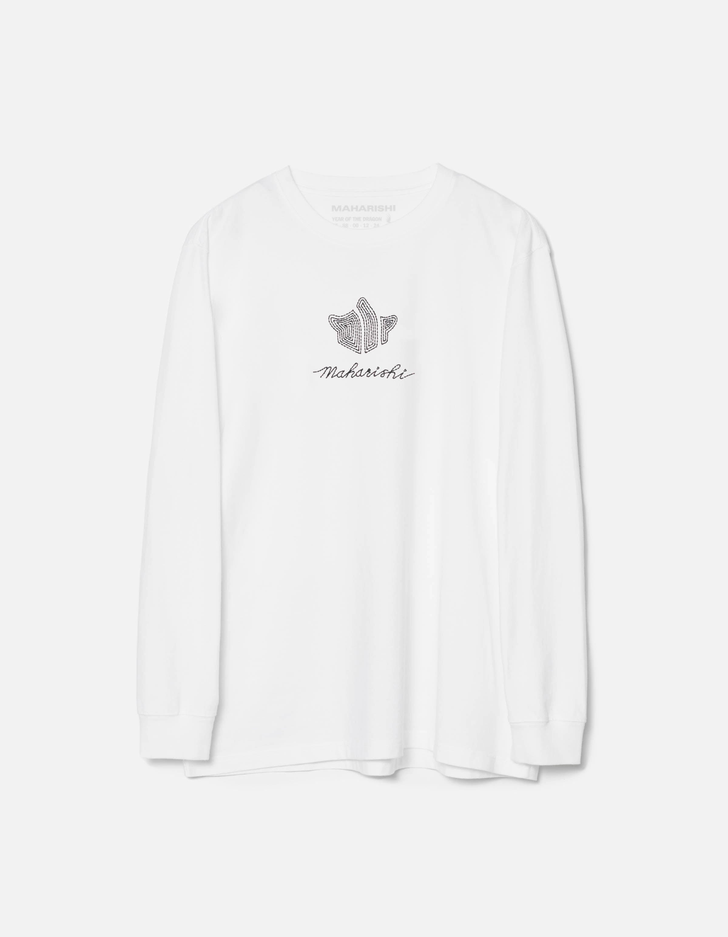 6221 Rice Stich Temple L/S T-Shirt White Fray Resistant Edges