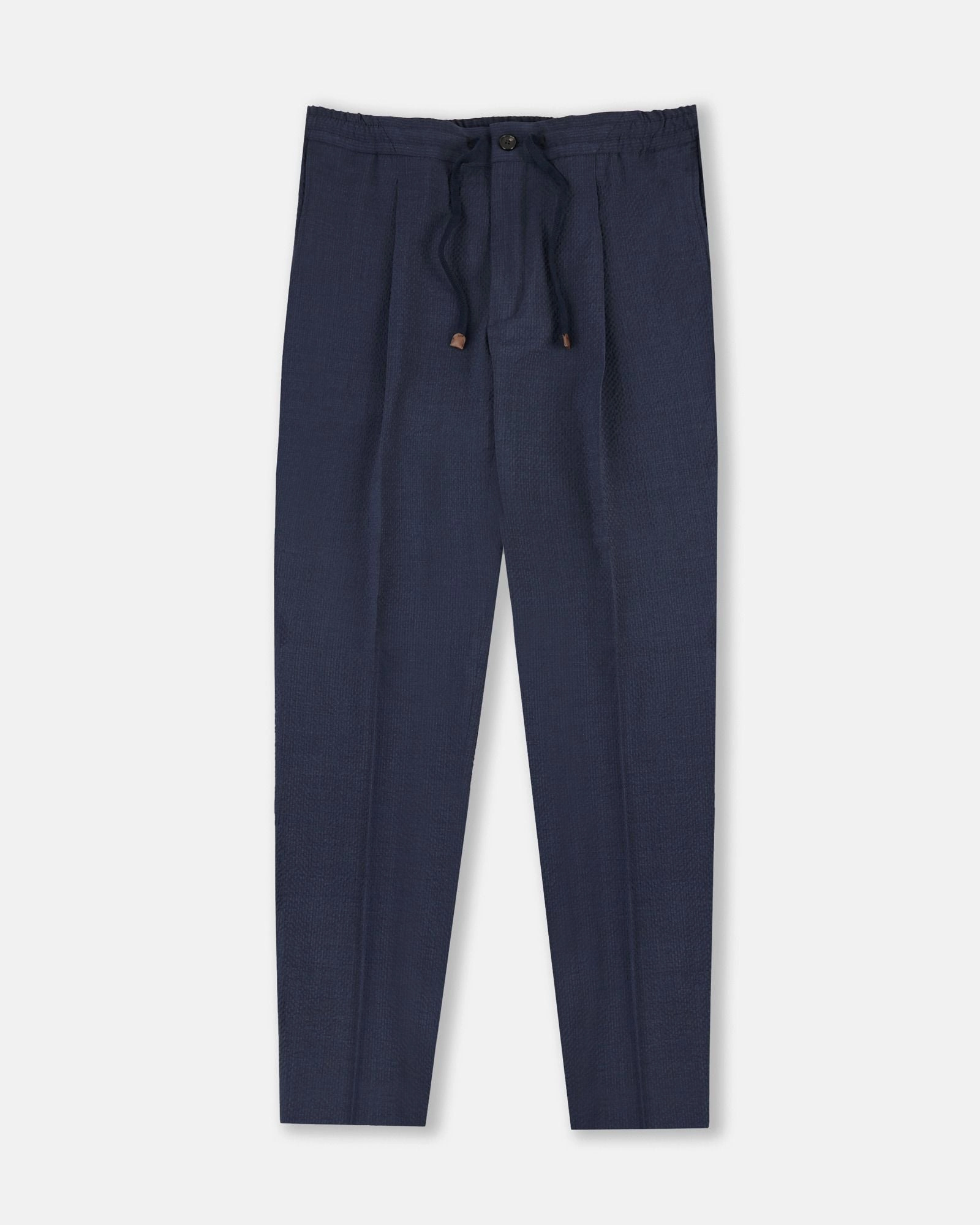 Tapered-fit wool seersucker trousers Casual Edge Versatile Look