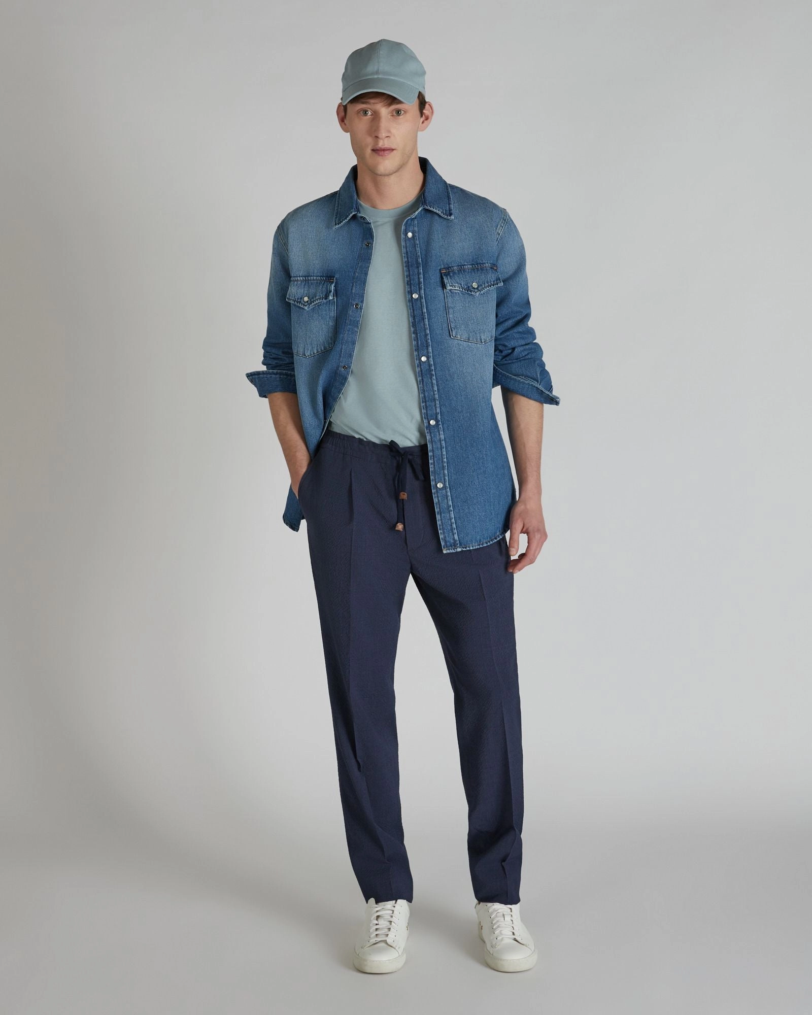 Comfy Active Tapered-fit wool seersucker trousers