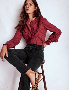 Girlfriend Jeans-Washed Black Versatile Comfort