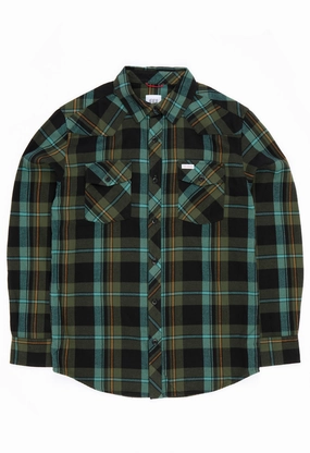 Topo Designs Men's Long Sleeve Mountain Shirt - Olive Multi Plaid Button front
