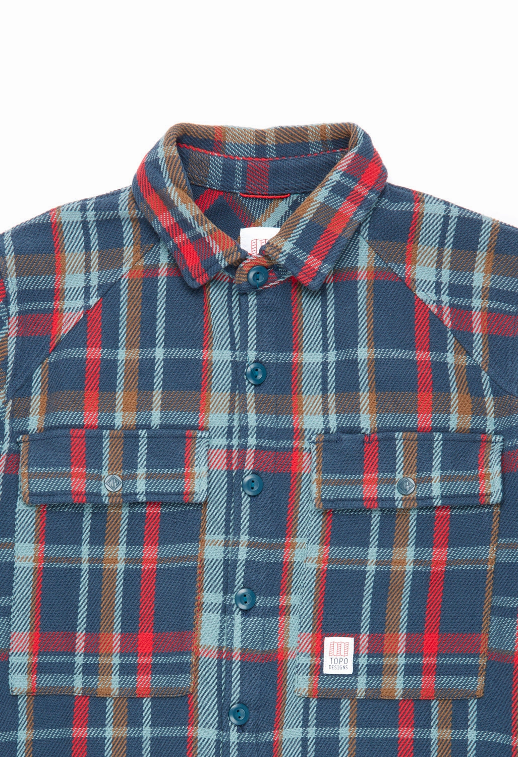Topo Designs Men's Mountain Shirt Jacket - Pond Blue Multi Plaid Vintage Style Modern Appeal