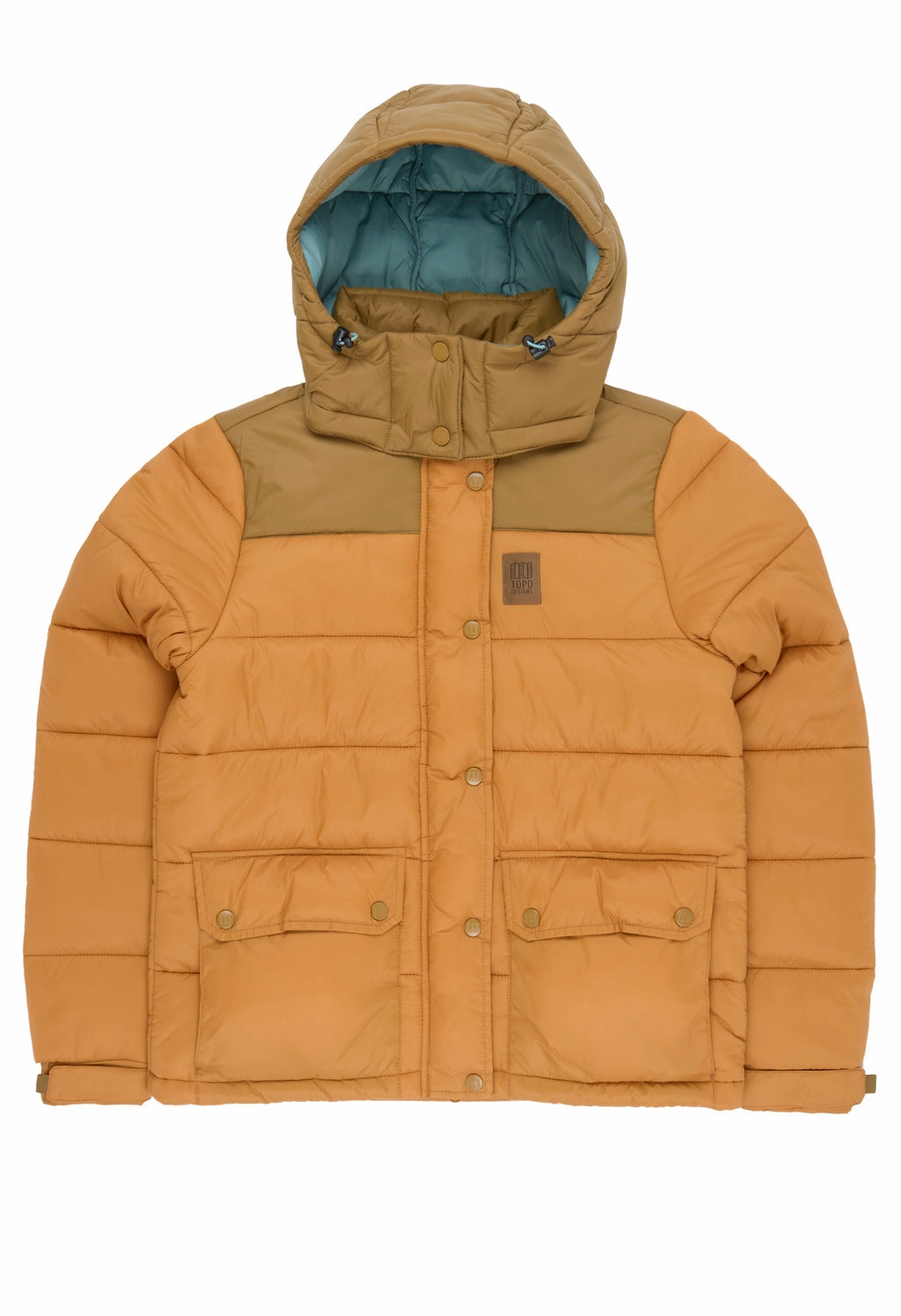 Simple Outer Topo Designs Women's Retro Ridge Puffer Jacket - Dark Khaki / Spice