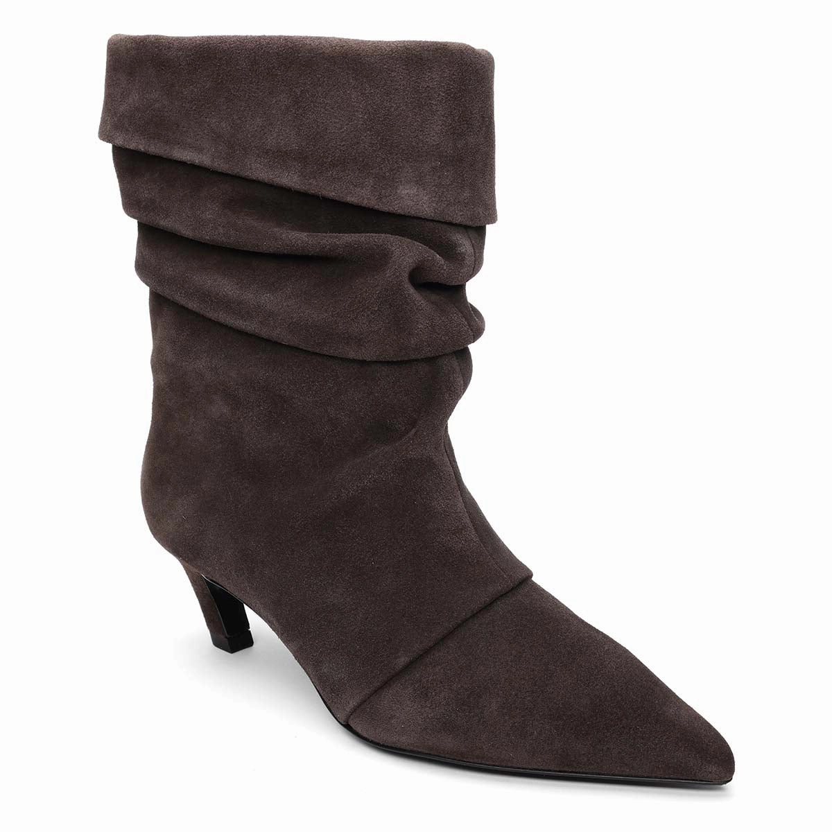 Zip Closure Virgee Scrunch Foldover Dress Suede Bootie