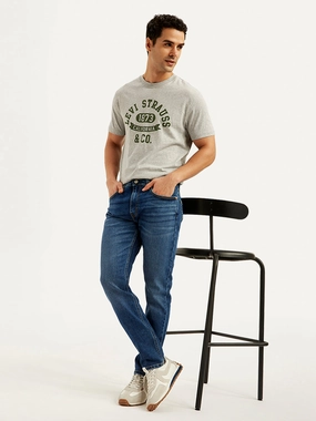 Men's 512 Blue Slim Tapered Fit Mid Rise Jeans Cool Fit premium design