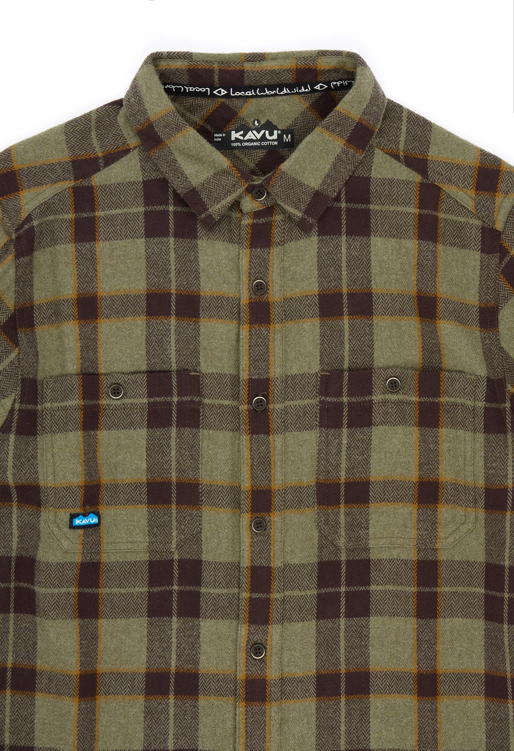 KAVU Men's Big Joe Shirt - Green Ravine Embroidered Detail Smart Layering