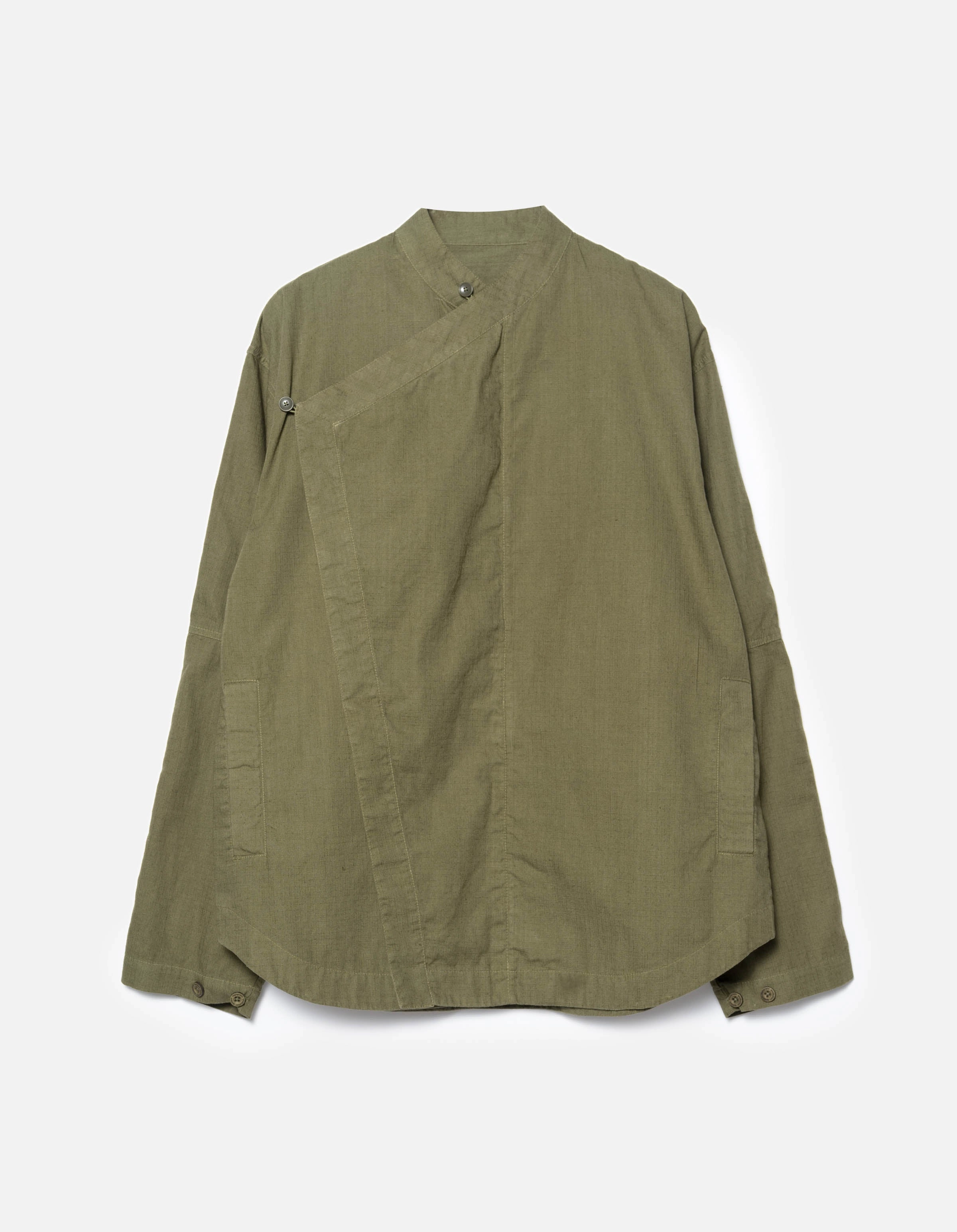 Non Chafe Seams 7080 Asym Hanbok L/S Shirt Olive OG-107F