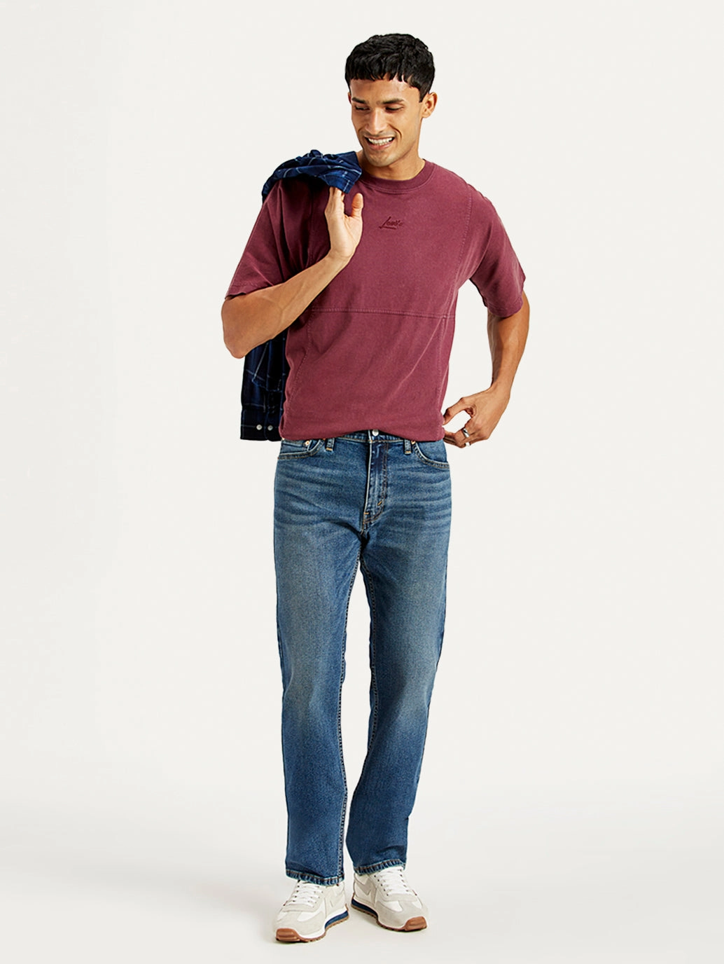 Men's 513 Blue Slim Straight Fit Mid Rise Jeans Beach Day Brunch Outfit Elegant