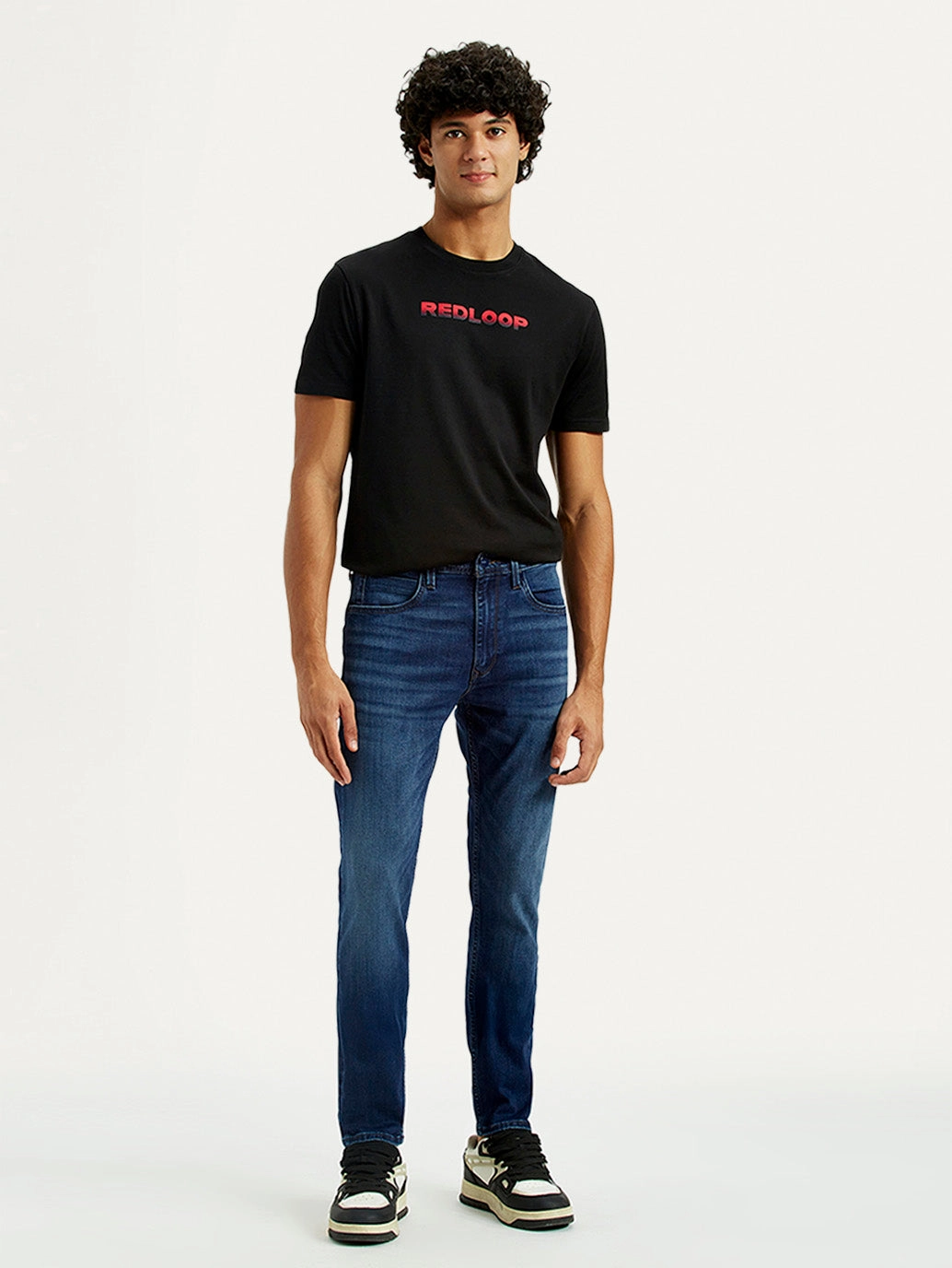 Men's Redloop 512 Indigo Slim Tapered Fit Mid Rise Jeans Go-To Basic Stylish Vibrant