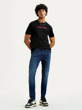 Men's Redloop 512 Indigo Slim Tapered Fit Mid Rise Jeans Stylish Look Softened Texture