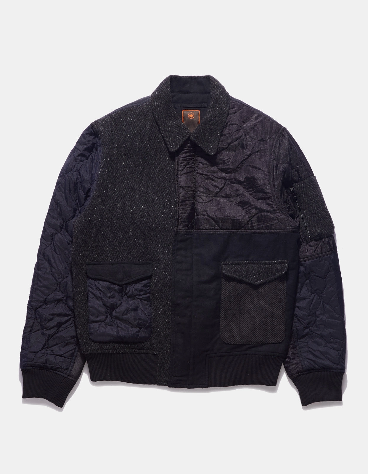 4083 Upcycled A2 Flight Jacket Black Anti Slip Shoulder