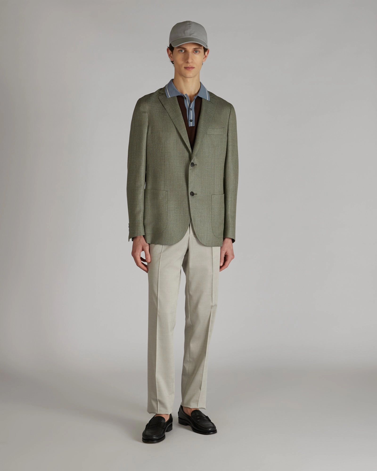 Tapered-fit wool and cotton gabardine trousers Compression Fit