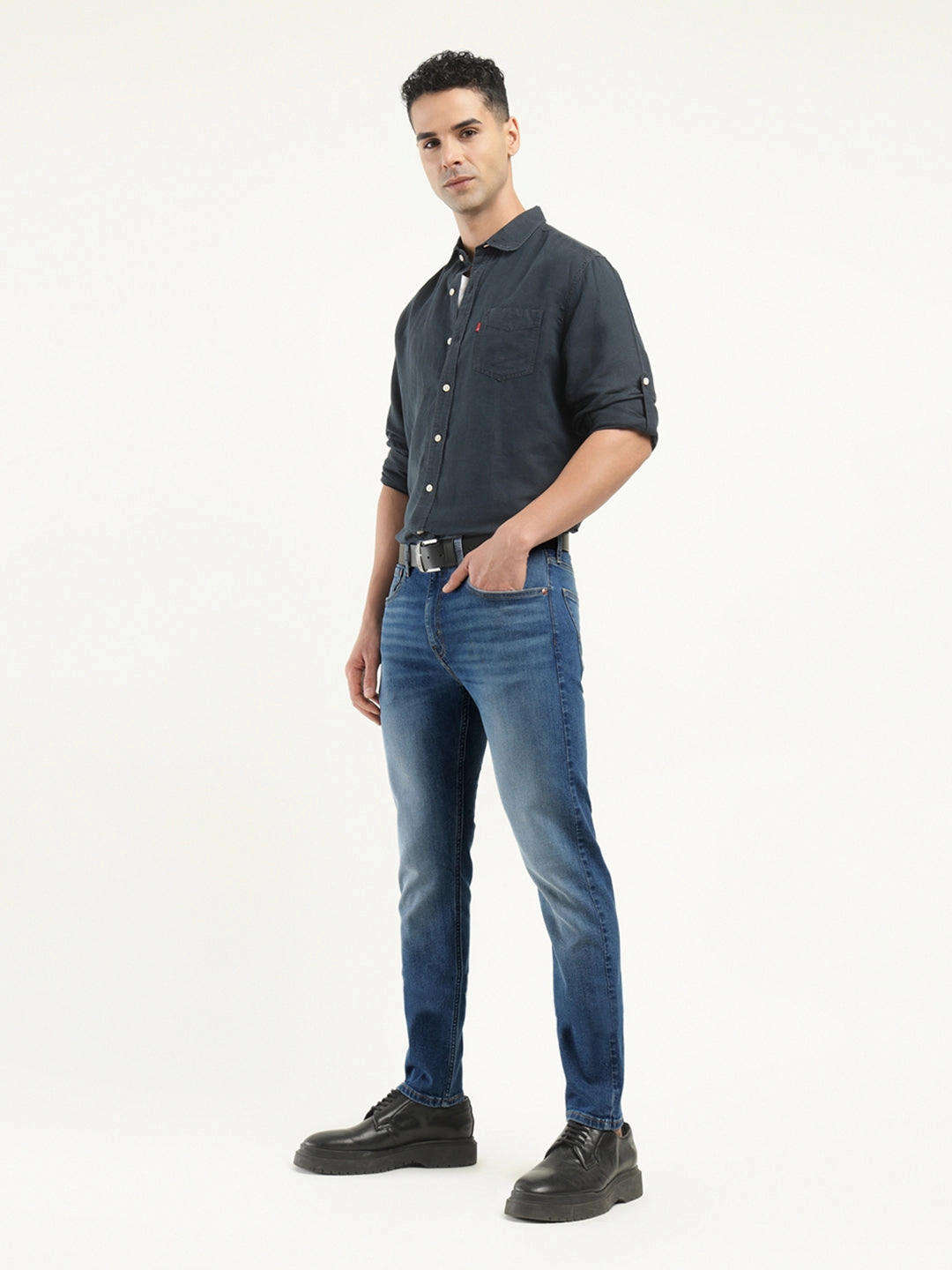 Men's 512 Indigo Slim Tapered Fit Mid Rise Jeans Quick Outfit Leisure Wear