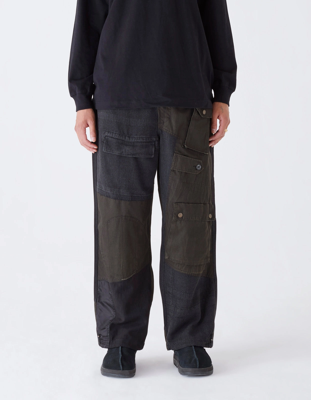 Lightweight Fit Tough Flex 4277 Upcycled M65 Loose Cargo Pants Black O/D