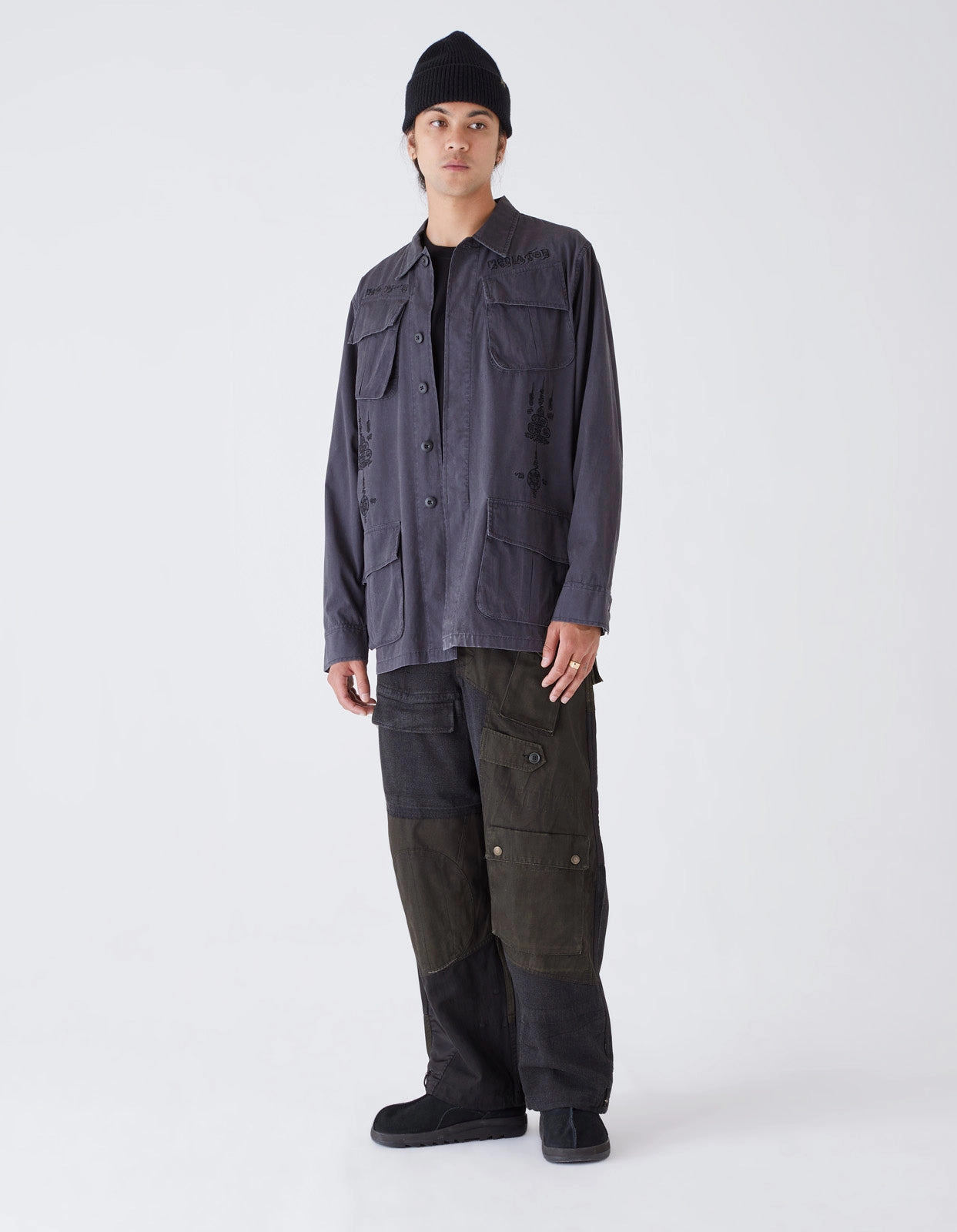 4277 Upcycled M65 Loose Cargo Pants Black O/D Fresh Fit