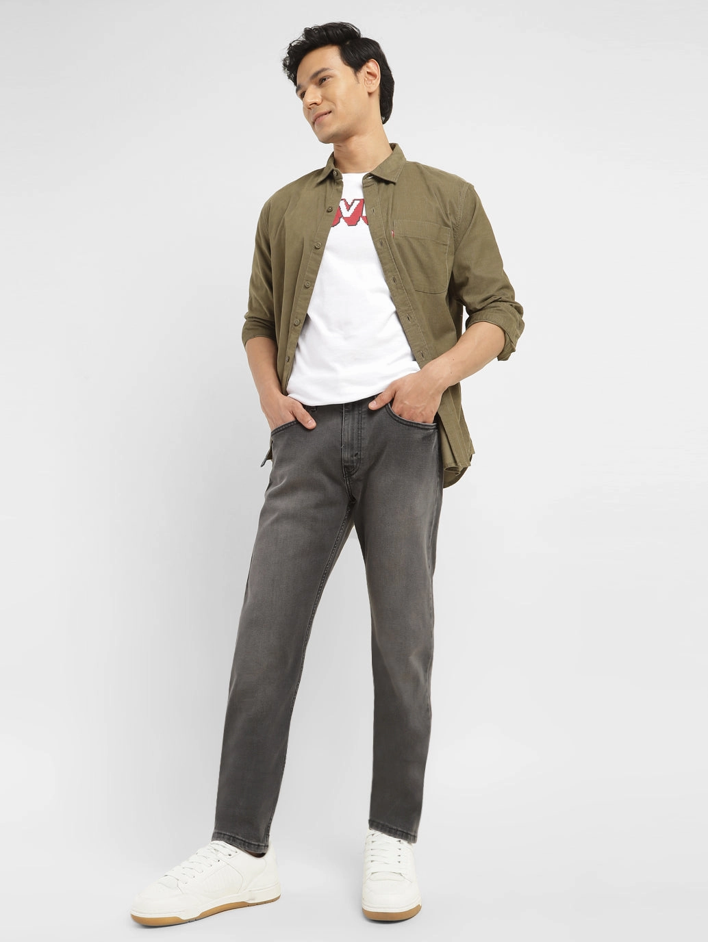 Men's 512 Charcoal Grey Slim Tapered Fit Mid Rise Jeans Winter Fashion Organic Cotton Material