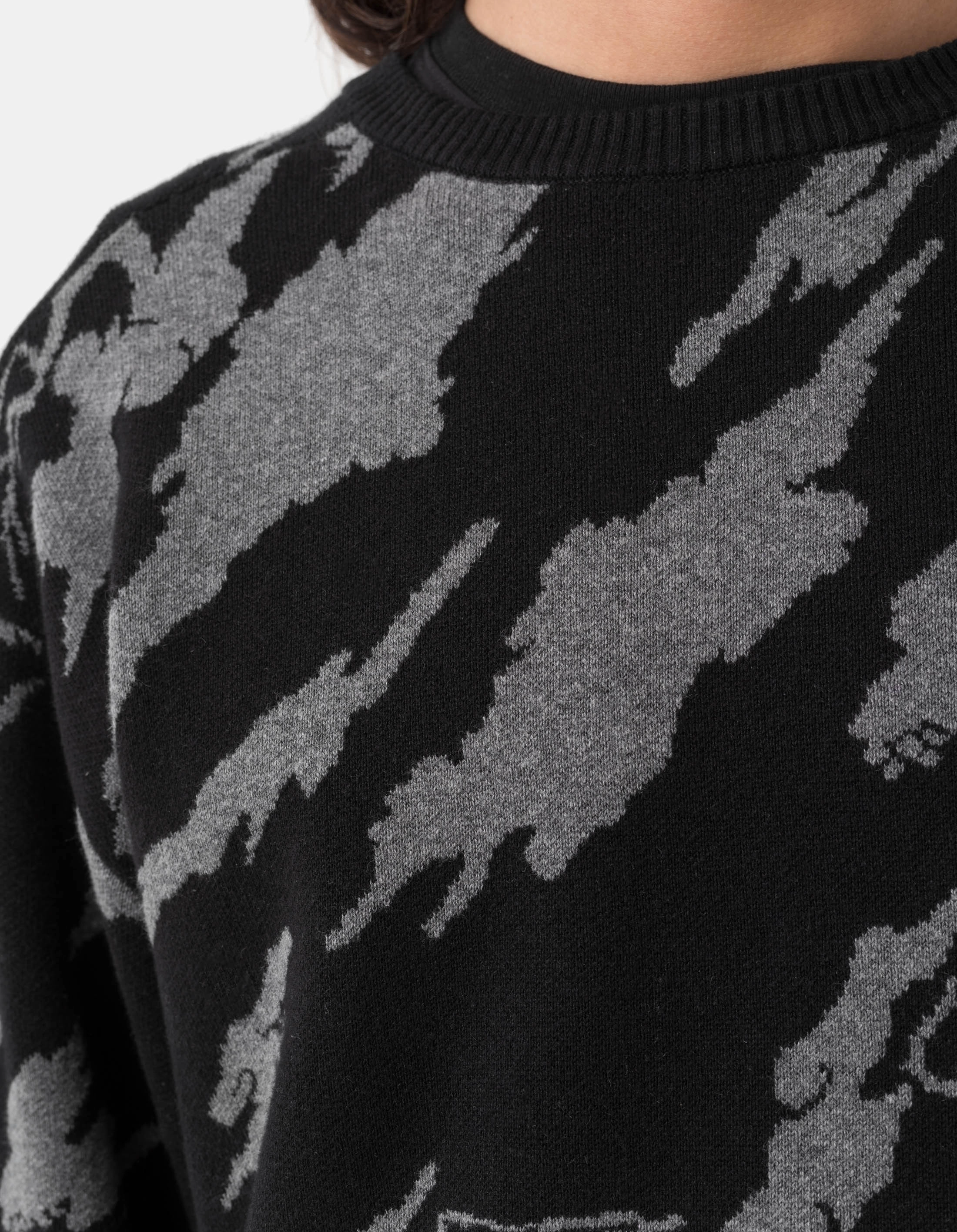 1485 Knitted Camo Crew Sweat Subdued Night Comfortable Fashion product semi formal appeal