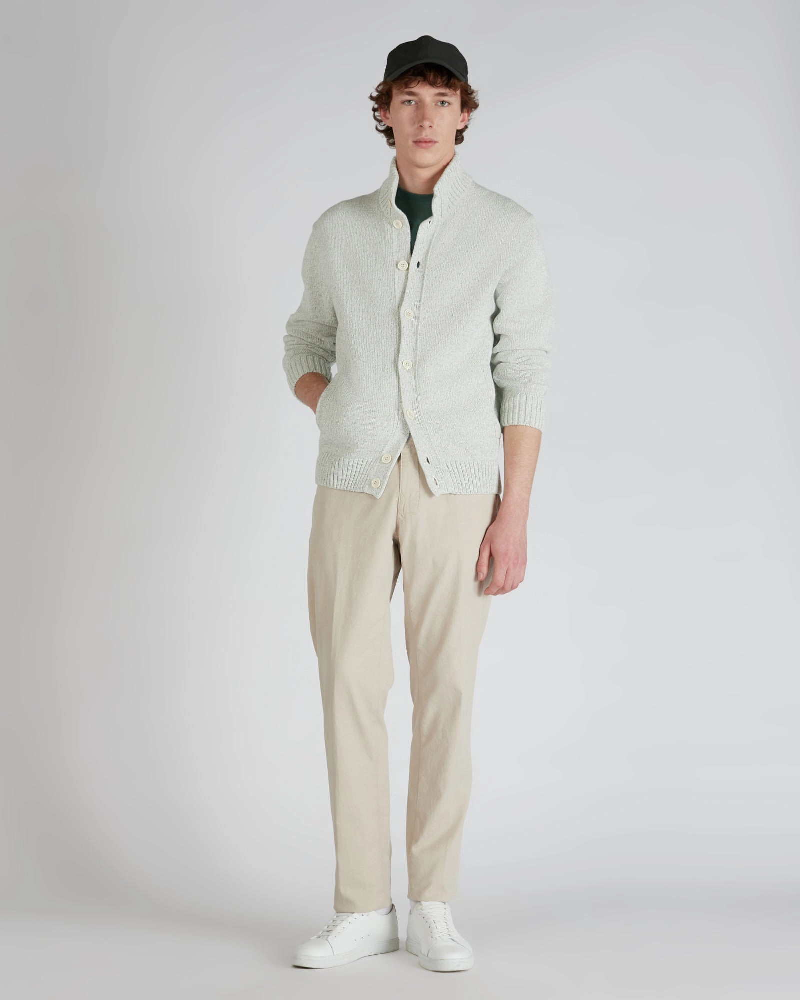 Slim-fit panama cotton trousers Soft Interior Button front