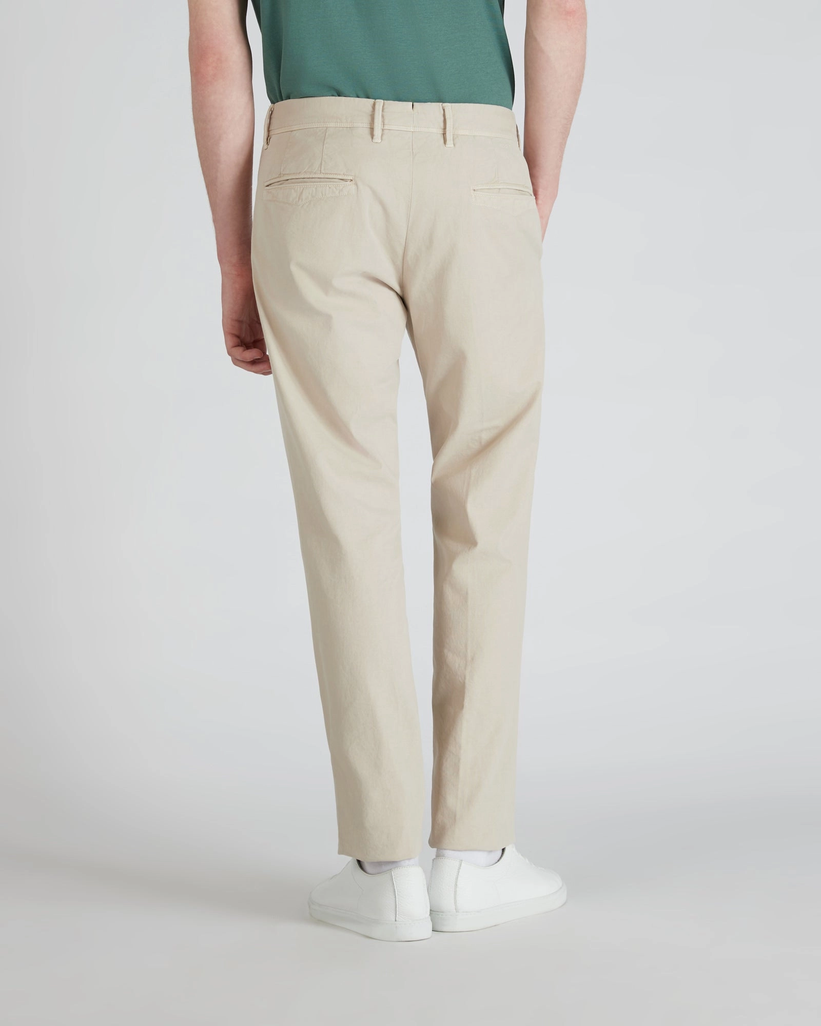 Slim-fit panama cotton trousers Stain Release Finish