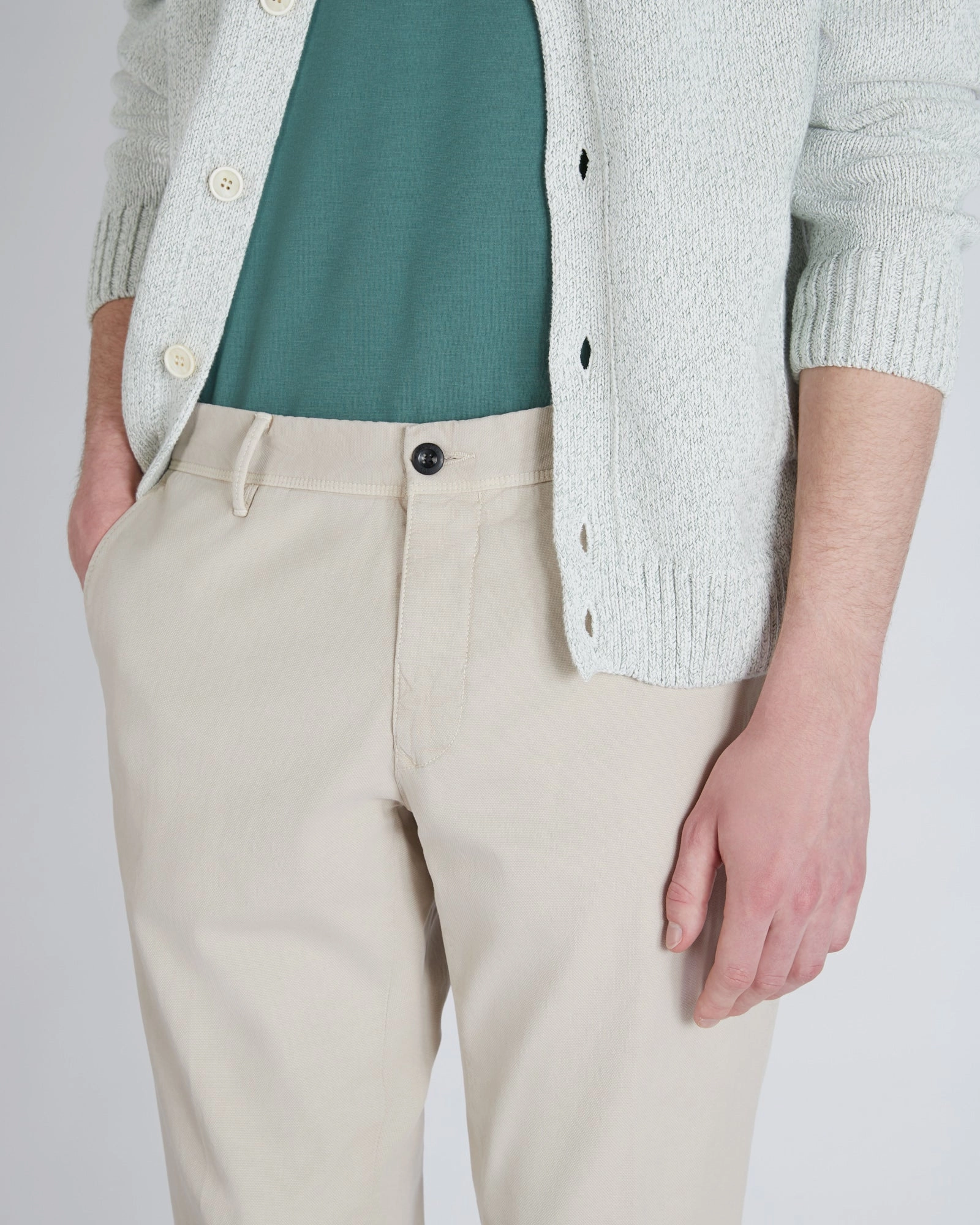 Slim-fit panama cotton trousers Performance Layer Timeless Appeal