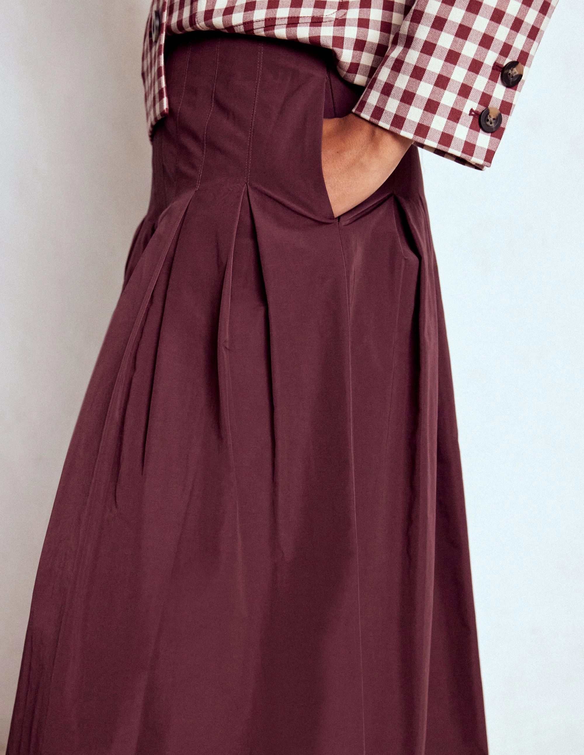 All Season Valentina Taffeta Midi Skirt-Deep Wisteria