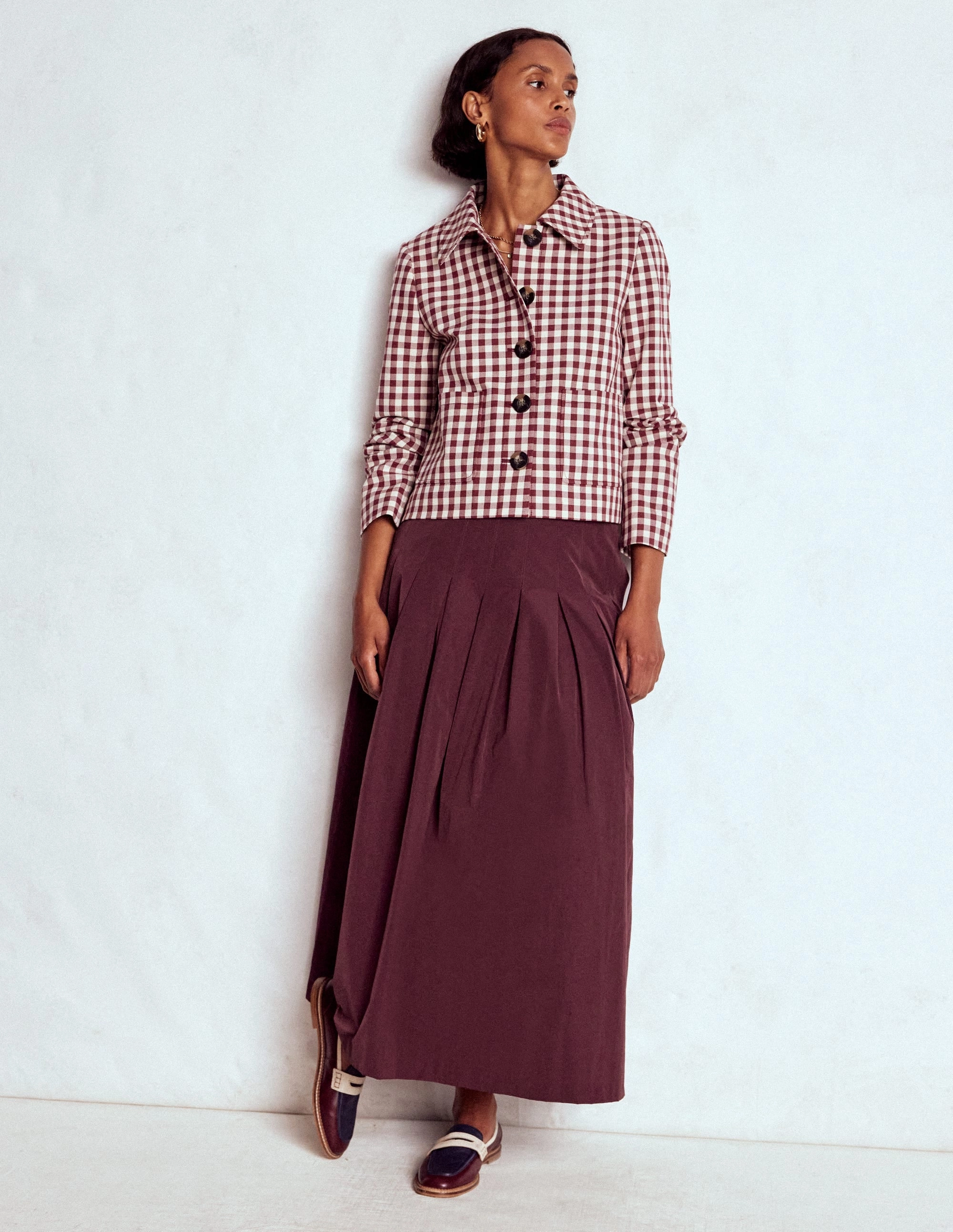 Seasonal Must Have Valentina Taffeta Midi Skirt-Deep Wisteria