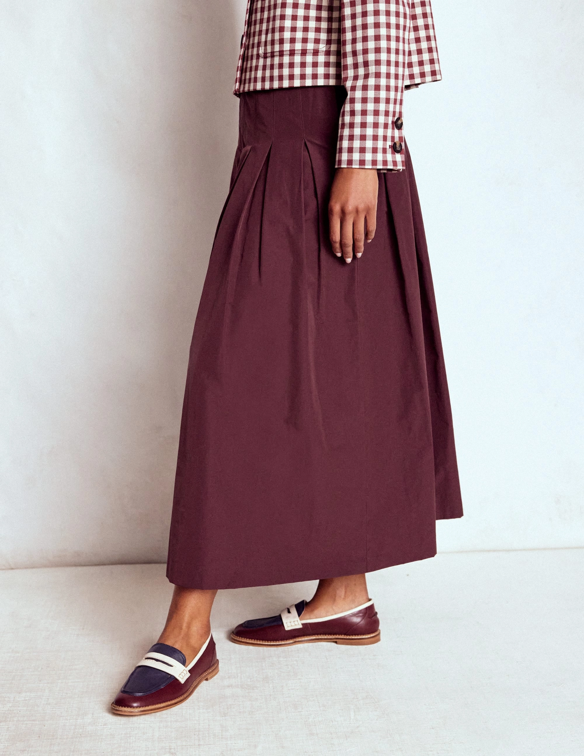 Valentina Taffeta Midi Skirt-Deep Wisteria Style Fusion Non Restrictive
