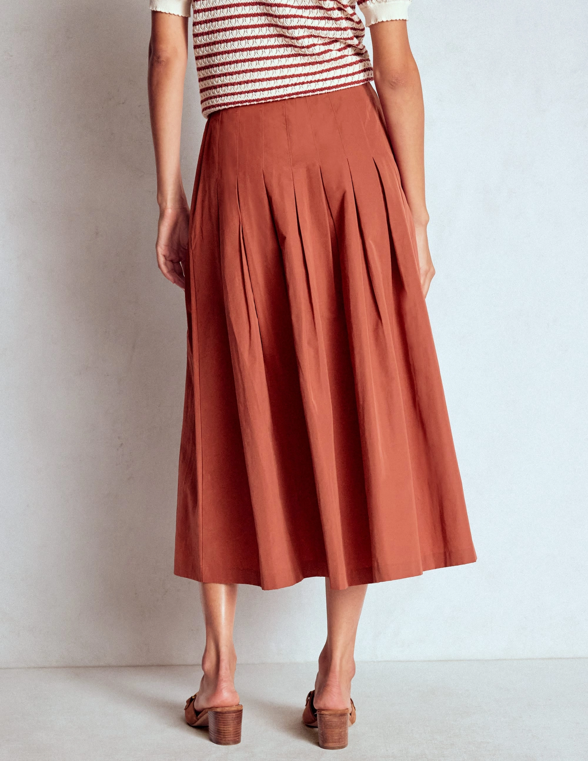 Valentina Taffeta Midi Skirt-Roasted Chestnut Brown Earth Tones Outfit Vibes