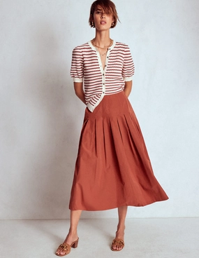Valentina Taffeta Midi Skirt-Roasted Chestnut Brown Water Repellent Finish Maternity Friendly