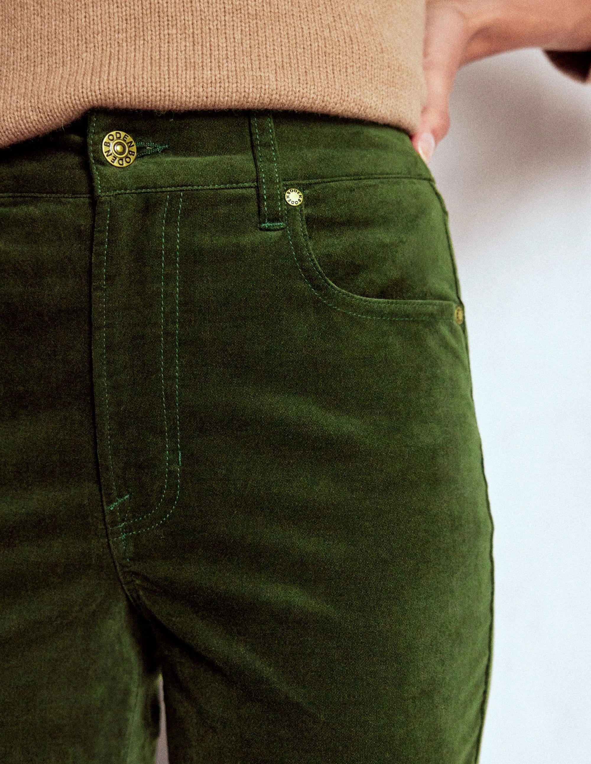 Flexible Performance Fashion Comfort Wear Velveteen Straight Jeans-Douglas Fir