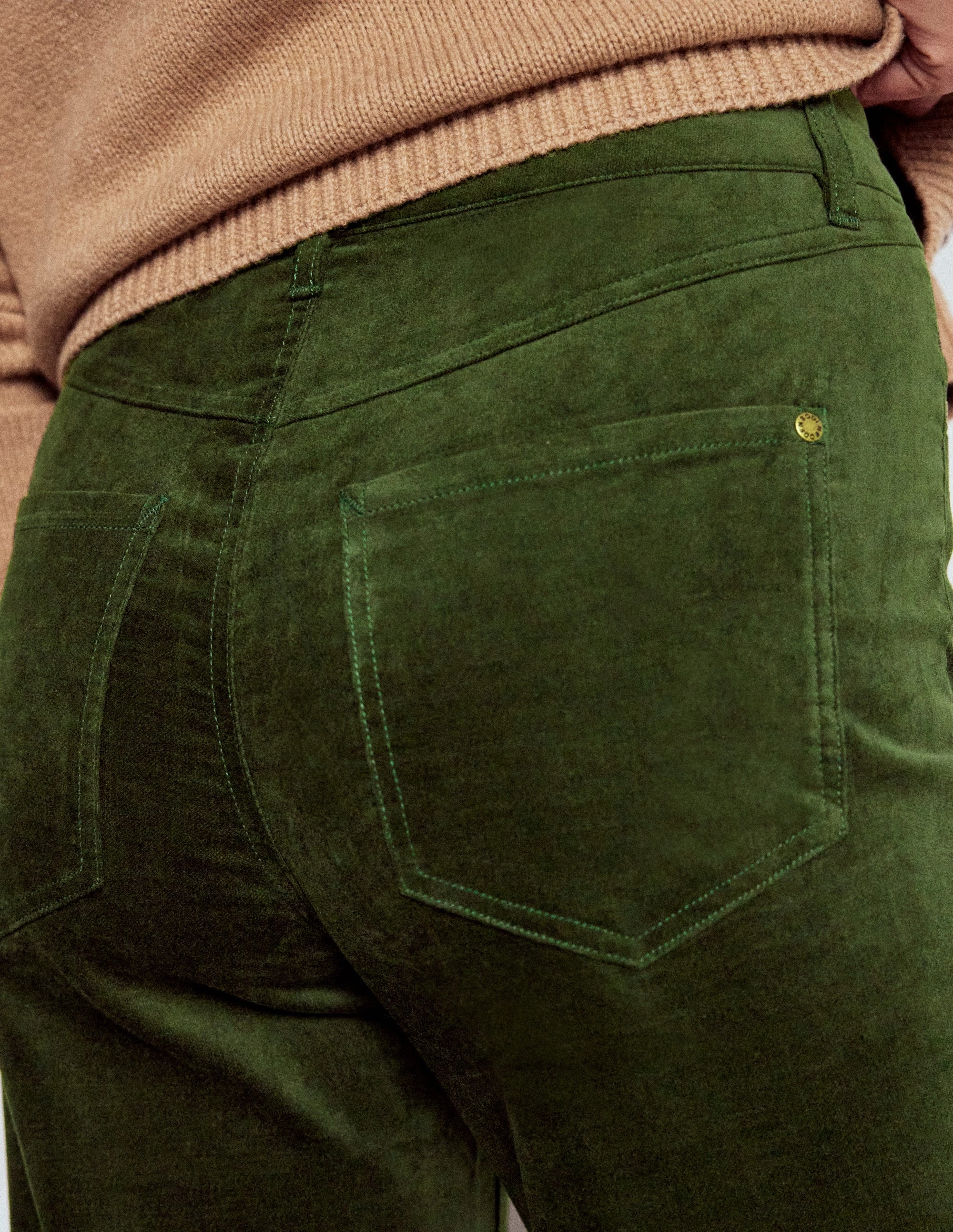 Rayon drape Supportive Fit Velveteen Straight Jeans-Douglas Fir