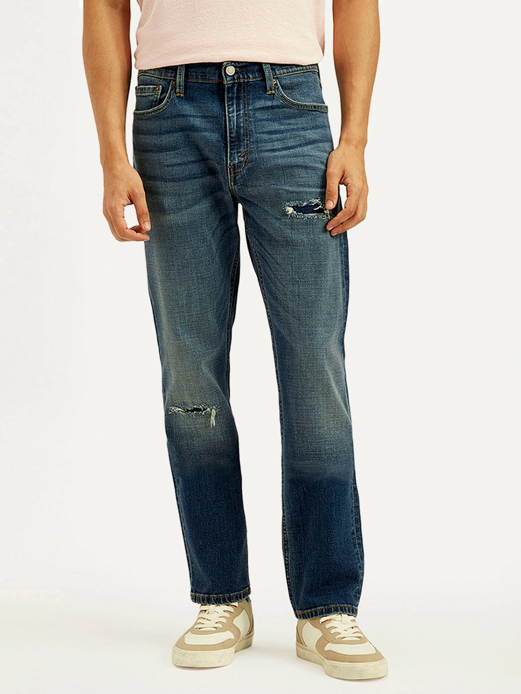 Men's Tinted 513 Med Indigo Slim Straight Fit Mid Rise Jeans Ready For All Simple Detail